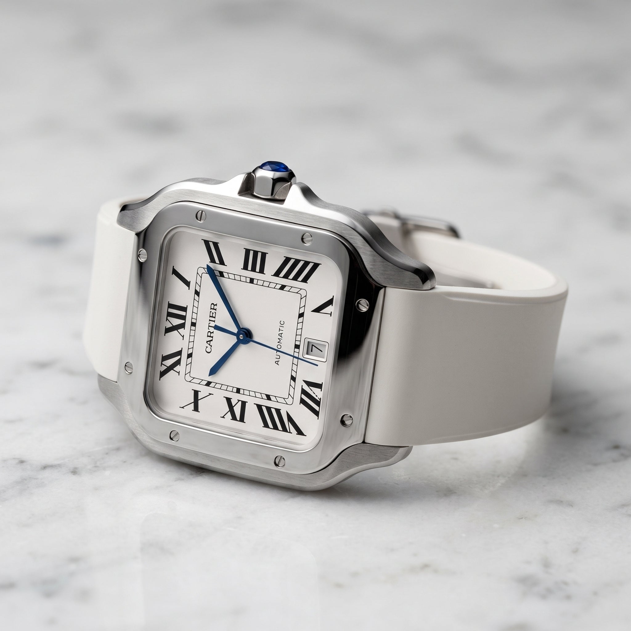 Kauczukowy pasek do Santos de Cartier Medium – biały – Quick Switch/Release