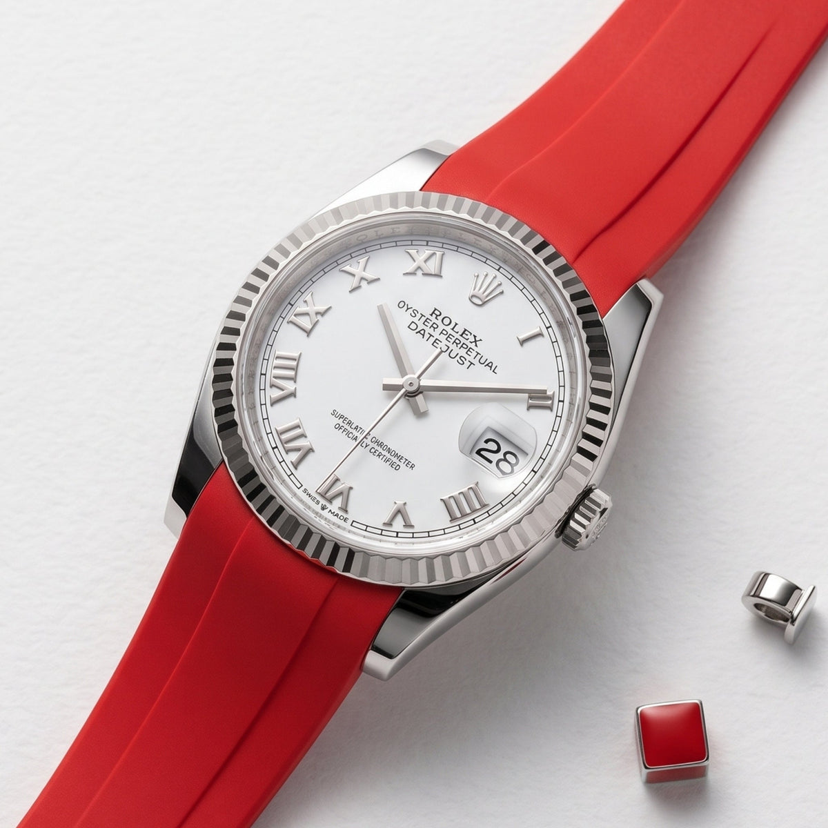 Faltschließe Kautschukarmband für Rolex Datejust 36 – Rot - Helvetus