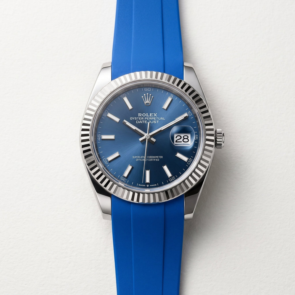 Faltschließe Kautschukarmband für Rolex Datejust 41mm – Blau - Helvetus