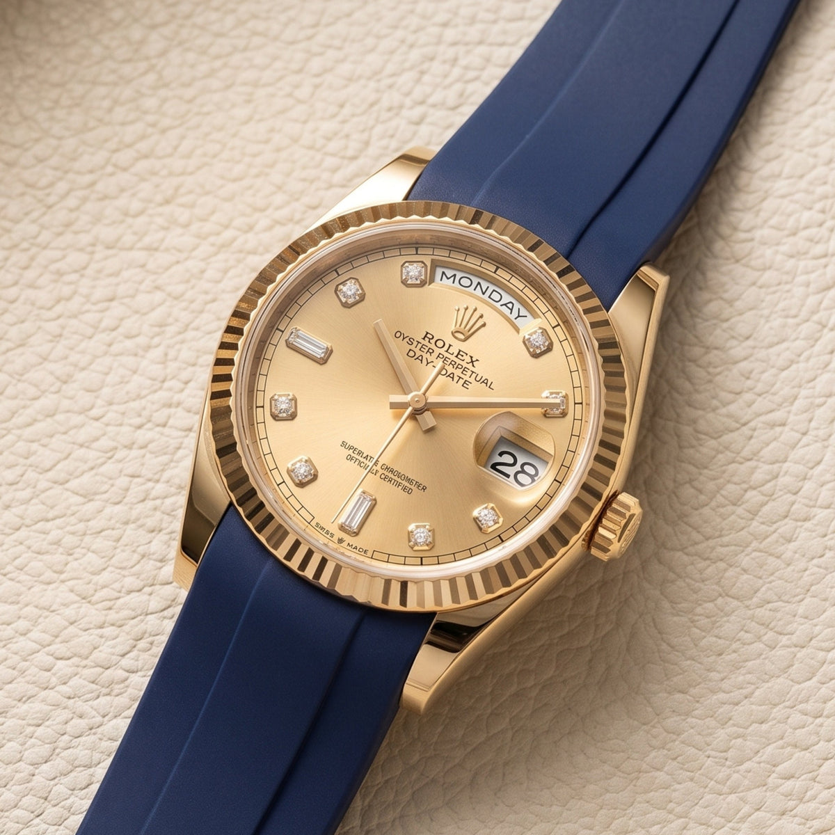 Faltschliesse Kautschukarmband für Rolex Day-Date 40mm – Dunkel Blau - Helvetus