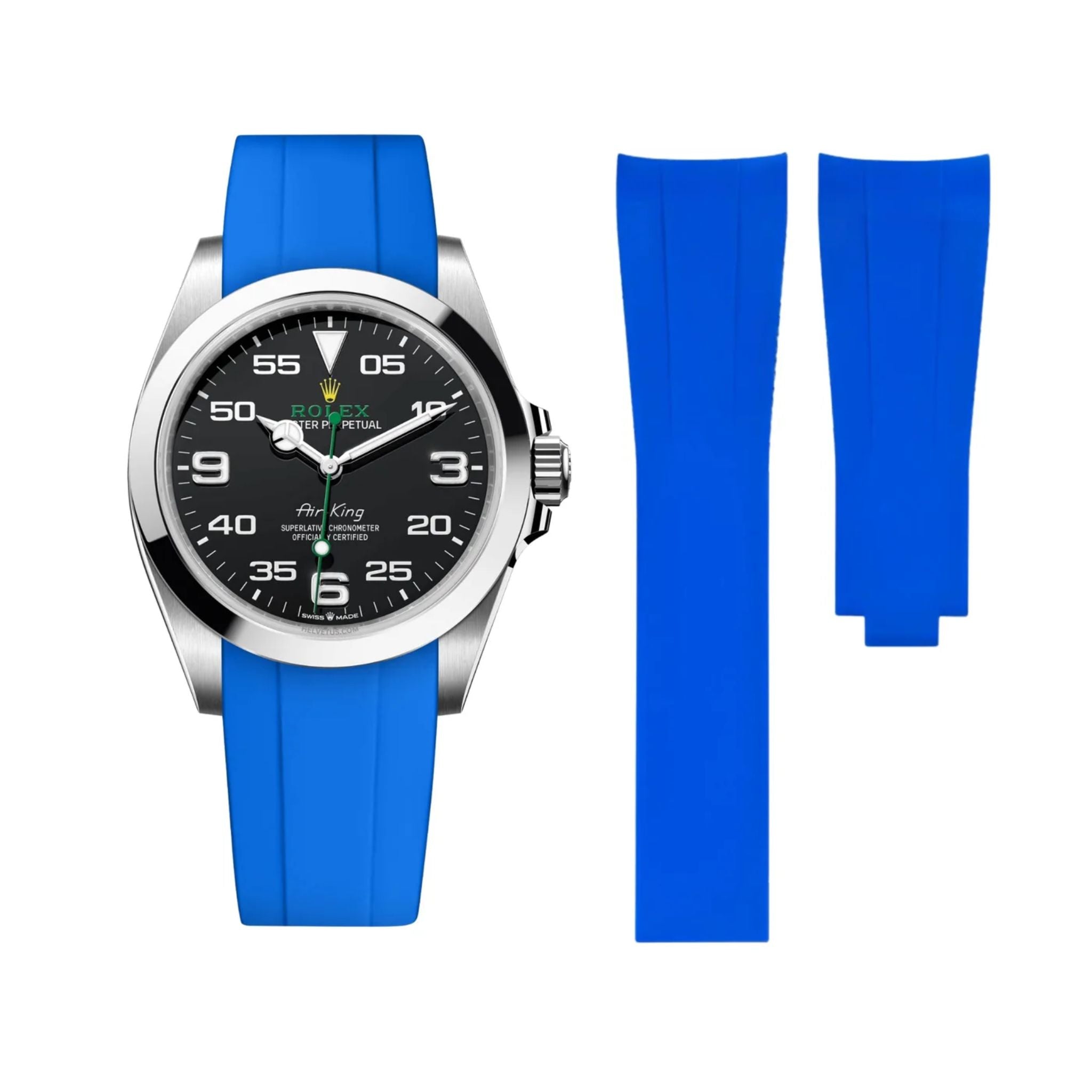 Faltschließe Kautschukarmband für Rolex Air - King 126900/116900 – Blau - Helvetus DE