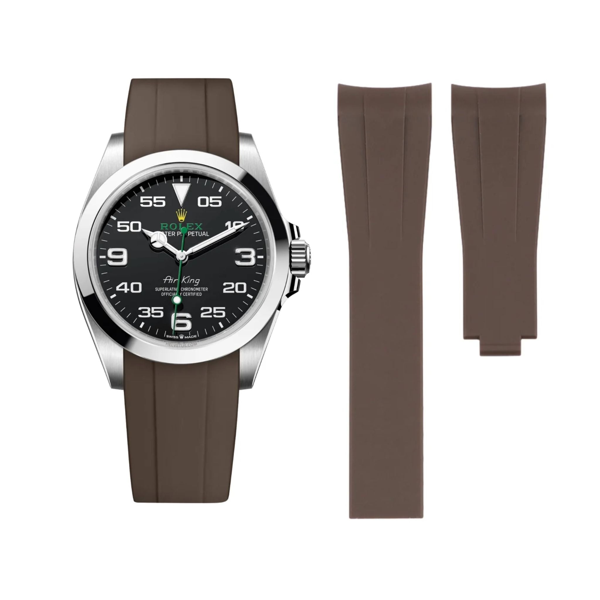 Faltschließe Kautschukarmband für Rolex Air - King 126900/116900 – Braun - Helvetus DE
