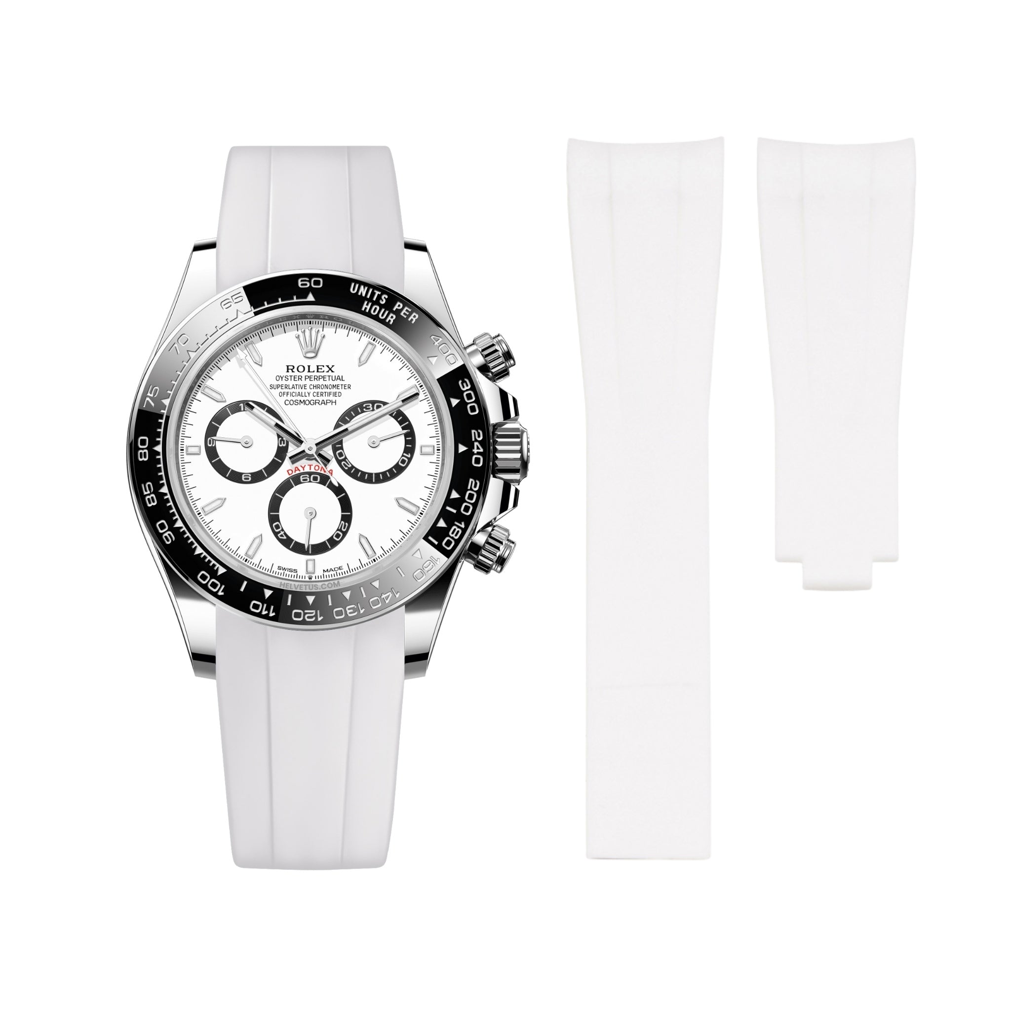 Faltschliesse Kautschukarmband für Rolex Daytona – Weiss - Helvetus DE