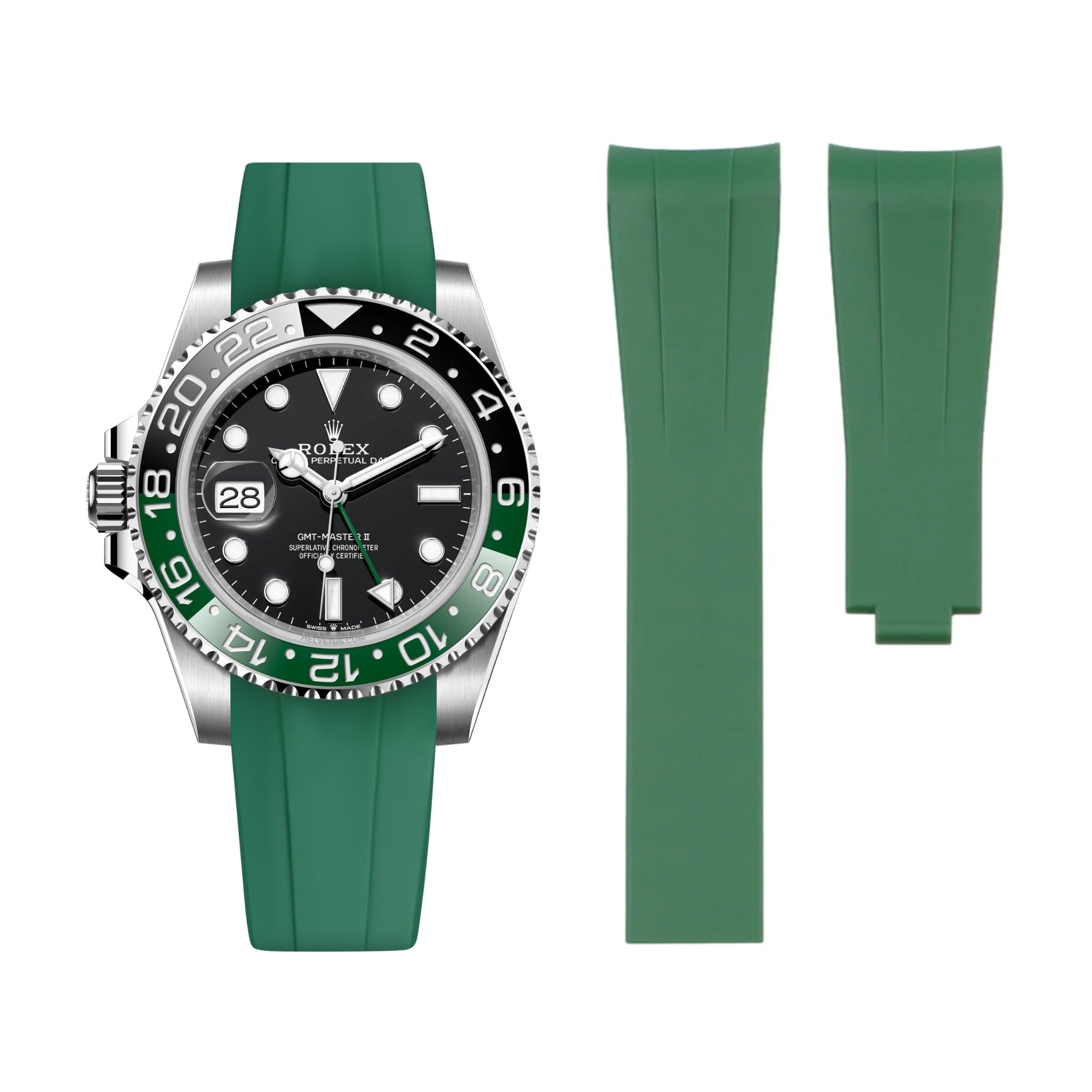 Faltschließe Kautschukarmband für Rolex GMT - Master II – Grün - Helvetus DE