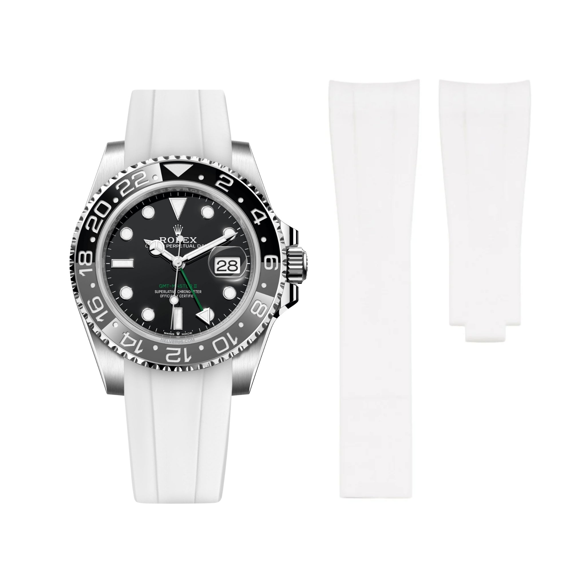 Faltschließe Kautschukarmband für Rolex GMT - Master II – Weiss - Helvetus DE