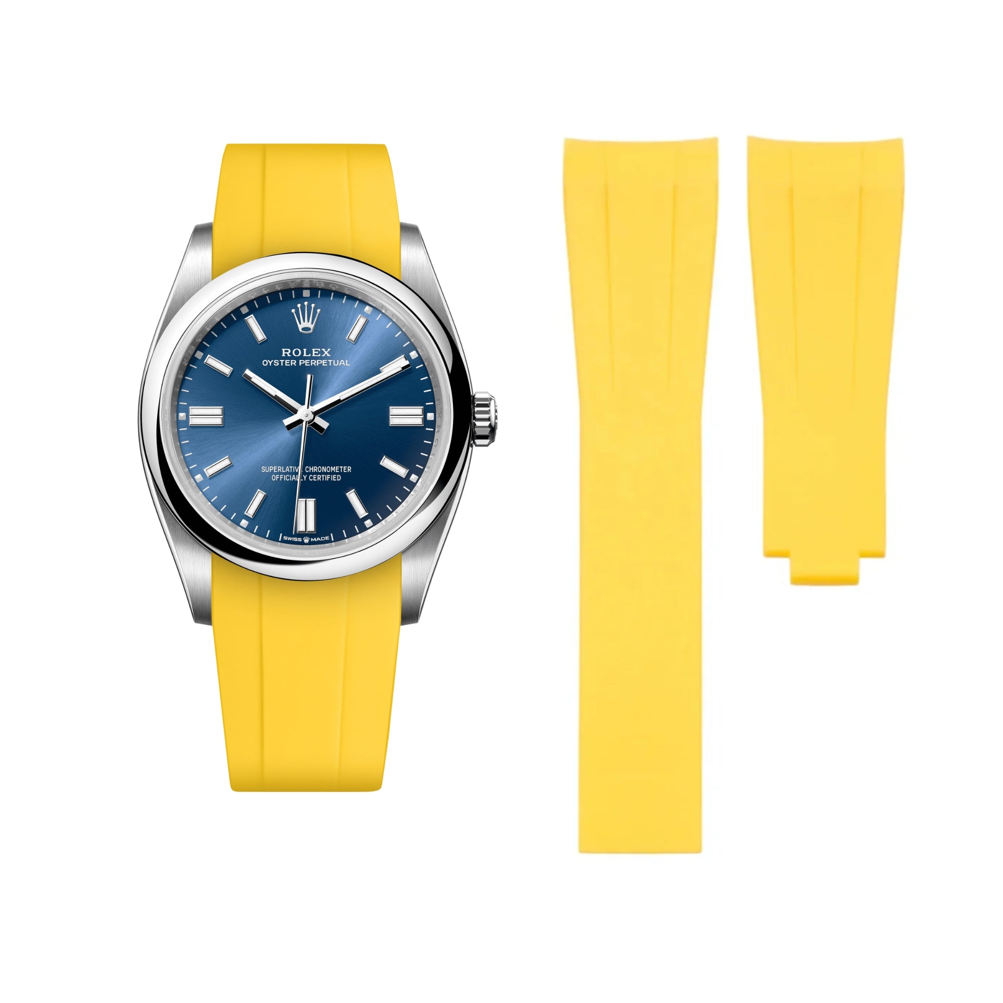 Faltschliesse Kautschukarmband für Rolex Oyster Perpetual 36mm – Gelb - Helvetus DE