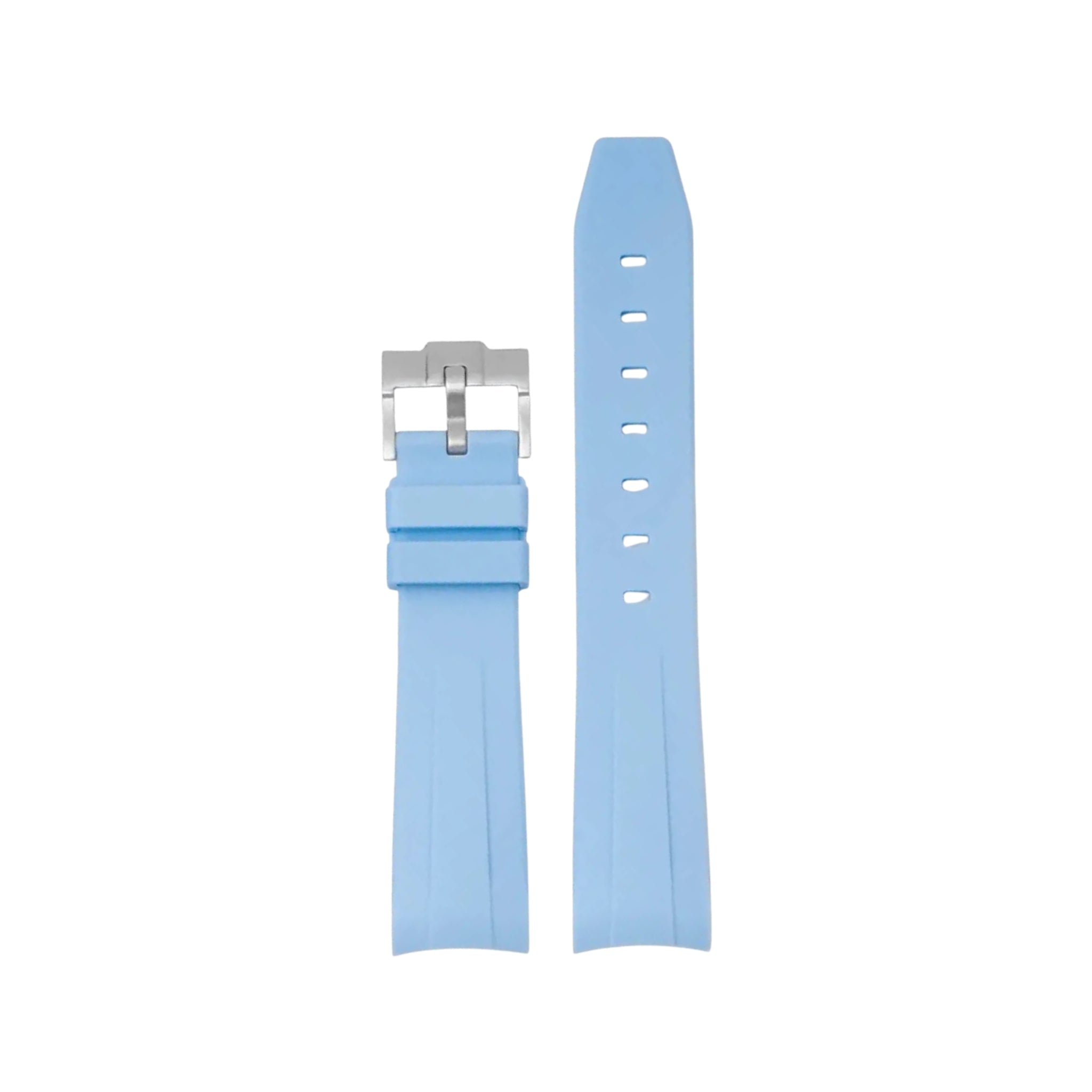 Gebogenes FKM Kautschukarmband – Universelle Passform – Baby Blau (20mm / 21mm / 22mm) - Helvetus DE