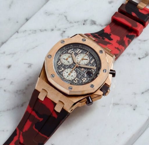 Kautschuk Armband - für alle Audemars Piguet Offshore 42mm - Rot Camo - Helvetus DE