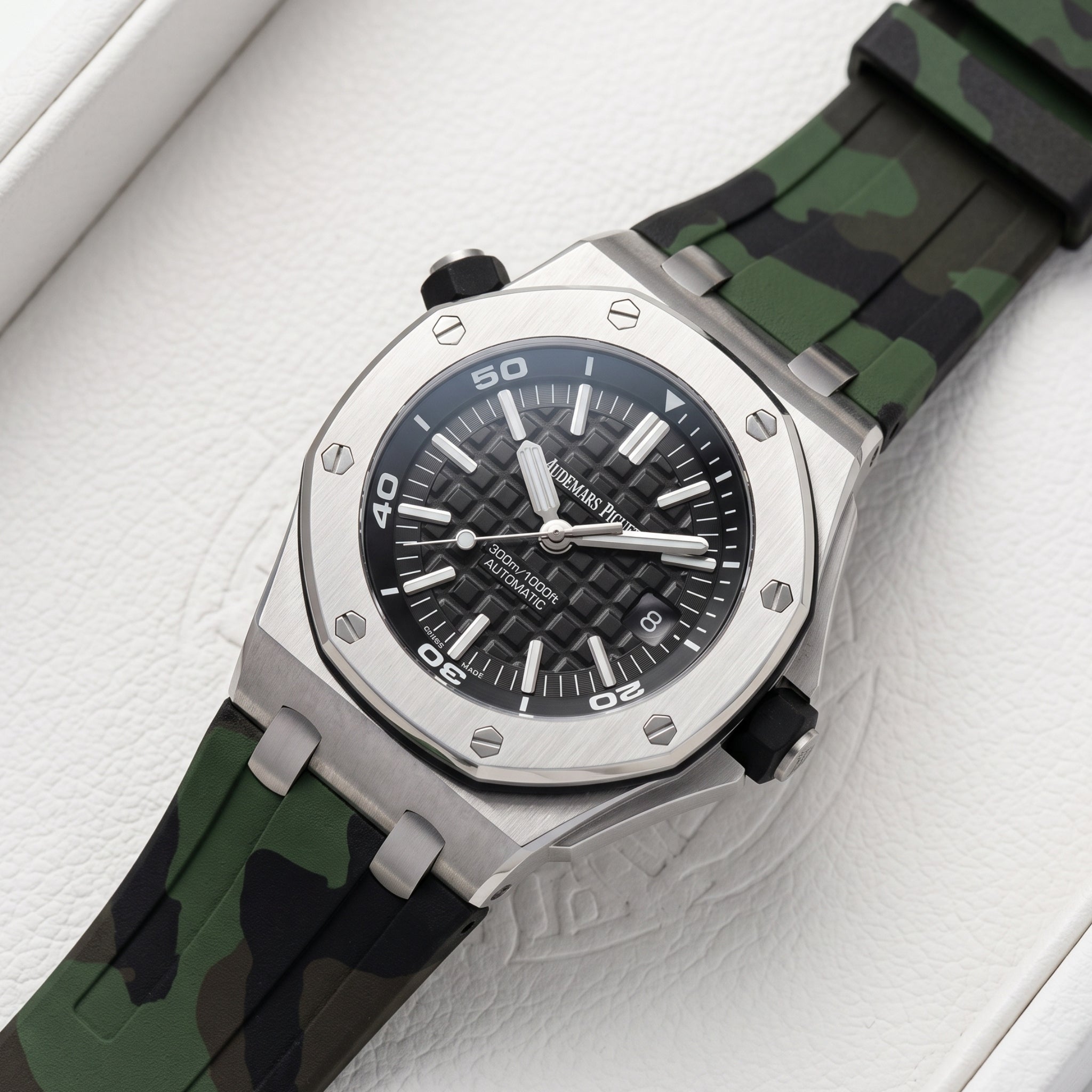 Kautschuk Armband - für alle Audemars Piguet Offshore Diver - Dunkel Grün Camo - Helvetus