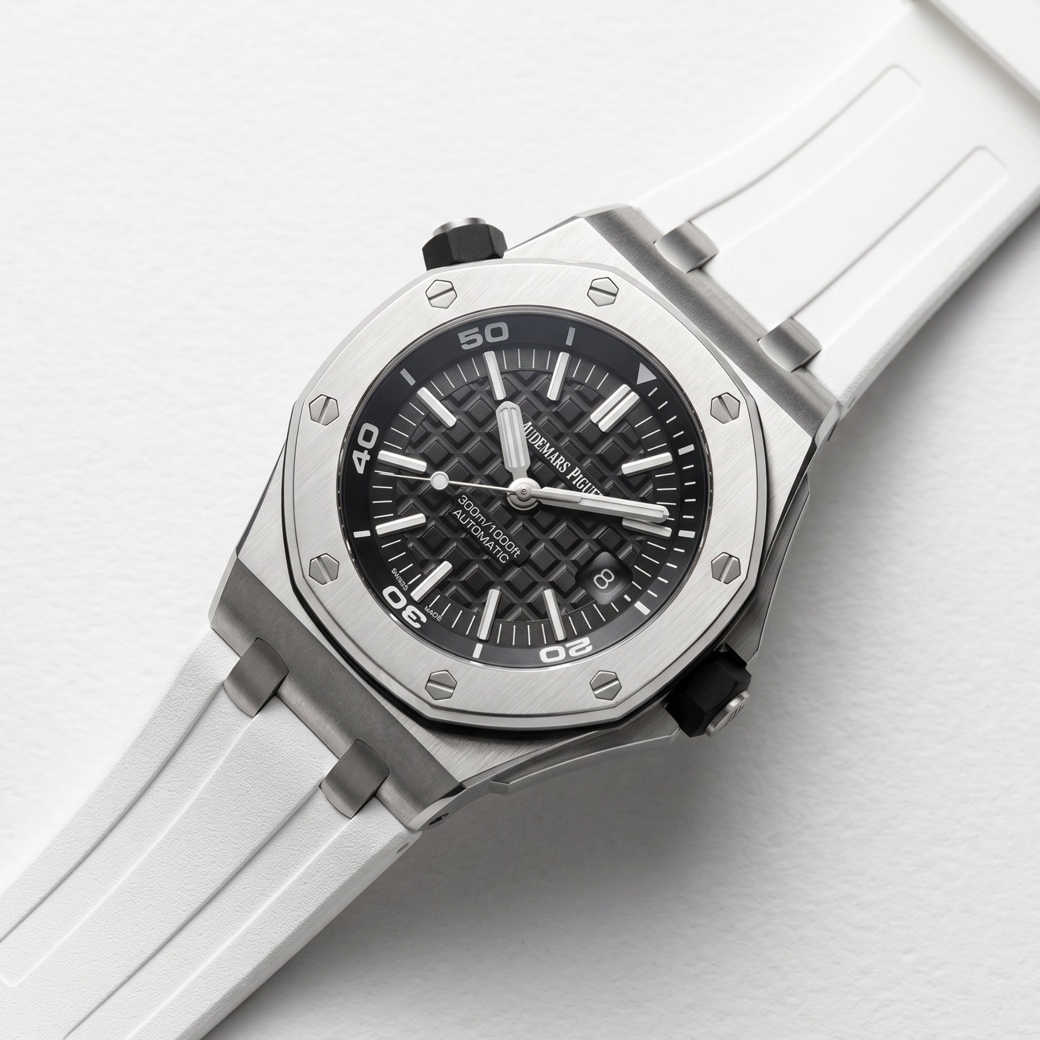 Kautschuk Armband - für alle Audemars Piguet Offshore Diver - Weiss - Helvetus