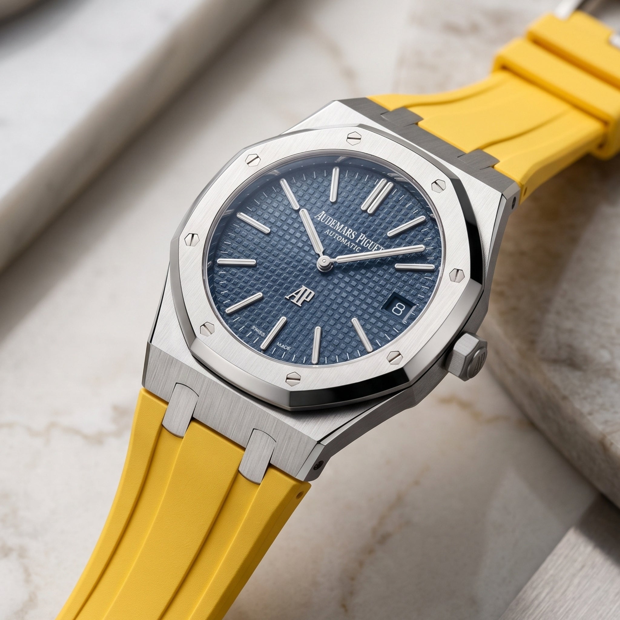 Kautschuk Armband - für alle Audemars Piguet Royal Oak 39mm - Gelb - Helvetus