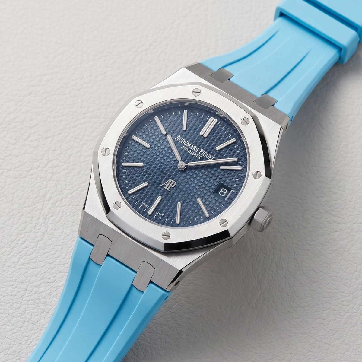 Kautschuk Armband - für alle Audemars Piguet Royal Oak 39mm - Hell Blau - Helvetus