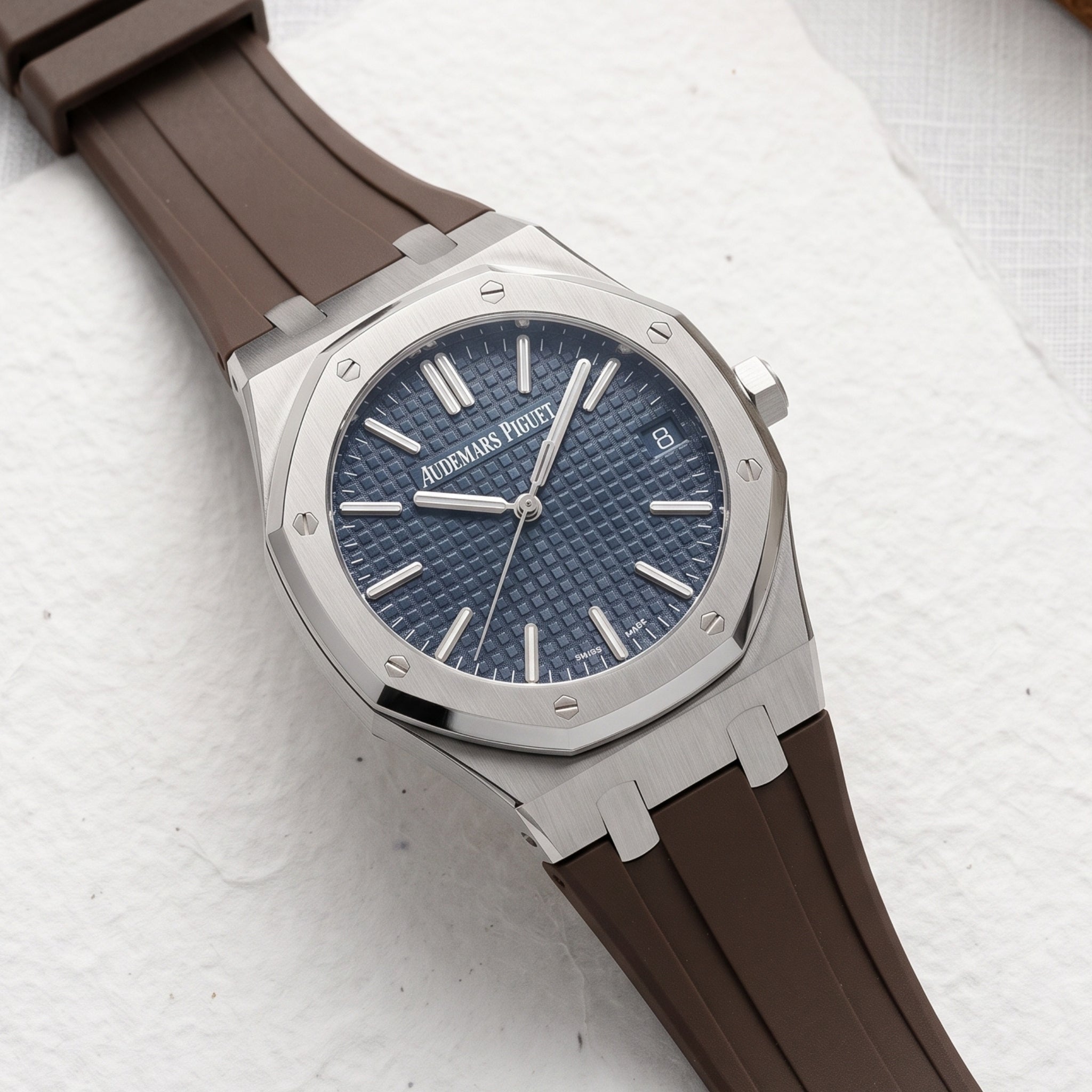 Kautschuk Armband - für alle Audemars Piguet Royal Oak 41mm - Braun - Helvetus