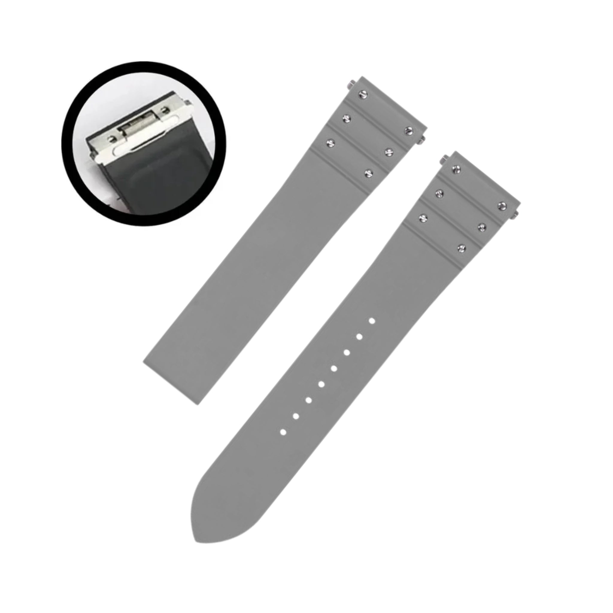 Kautschuk Armband für Cartier Santos Medium/Large – Grau mit Schrauben – Quick Switch/Release - Helvetus