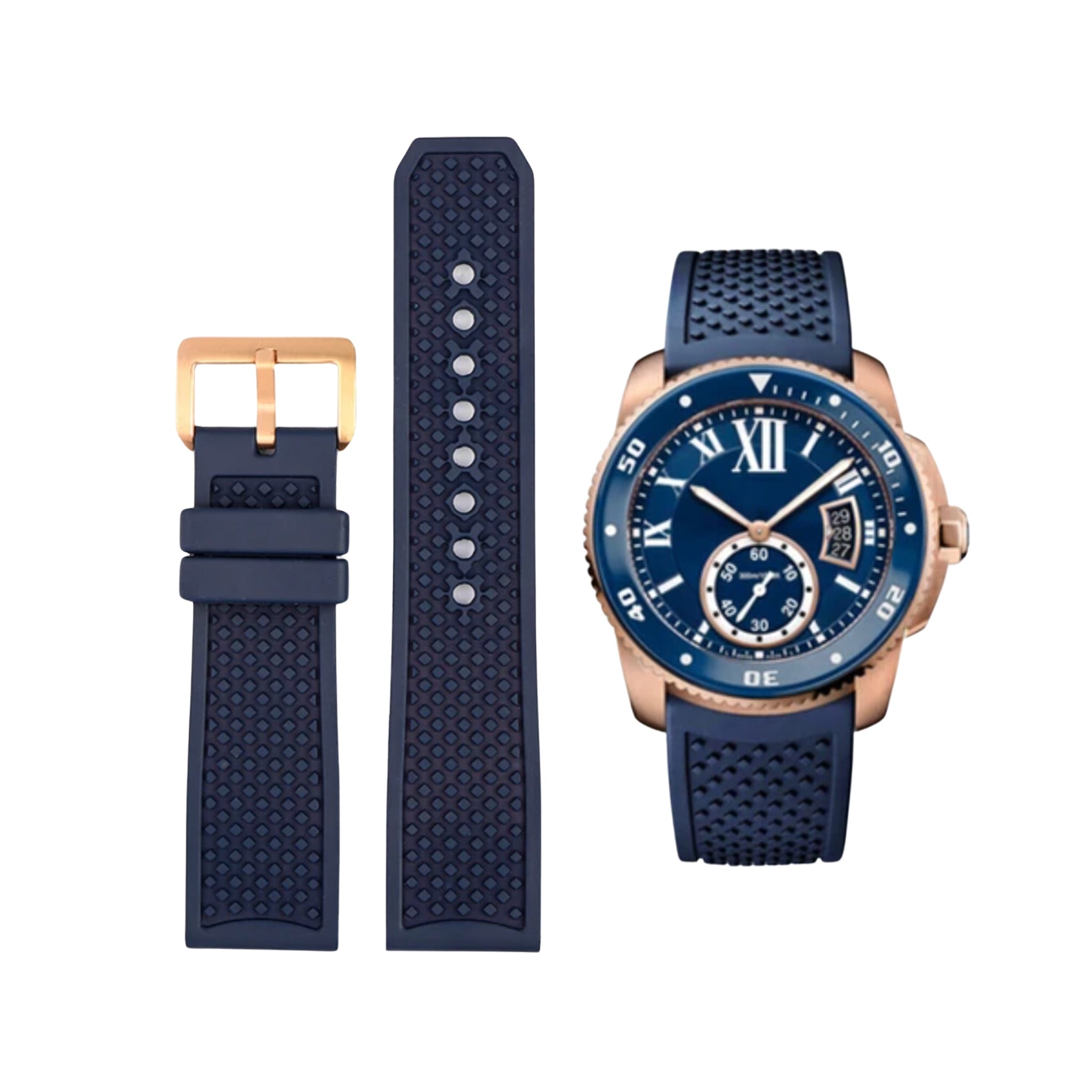 Kautschuk Armband für Cartier Calibre – Blau - Helvetus DE