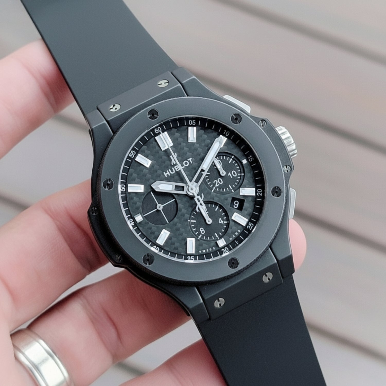 Kautschuk Armband – Für Hublot Big Bang 44mm – Schwarz - Helvetus DE
