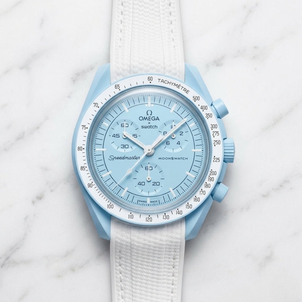 Kautschukarmband – Für Mission to Uranus | Omega X Swatch | MoonSwatch – Weiß mit Weiß - Helvetus DE