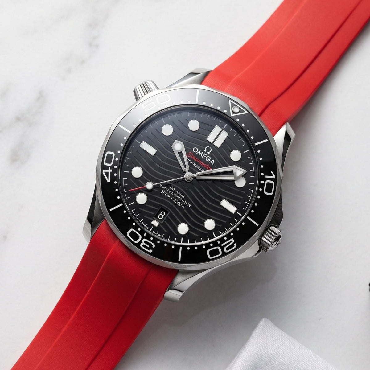 Kautschukarmband – Für Omega Seamaster 300 – Rot - Helvetus