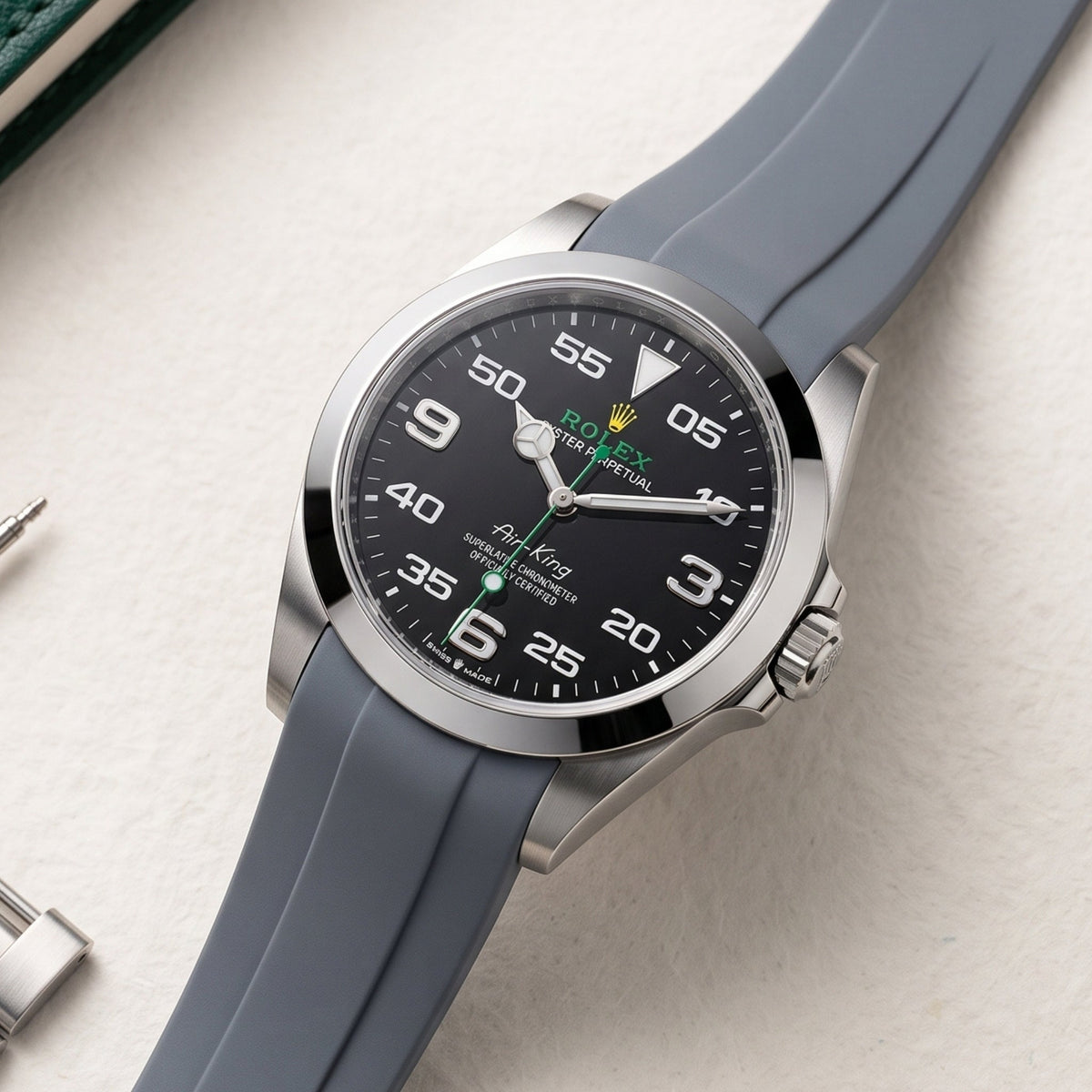 Kautschukarmband für Rolex Air-King 126900/116900 – Grau - Helvetus