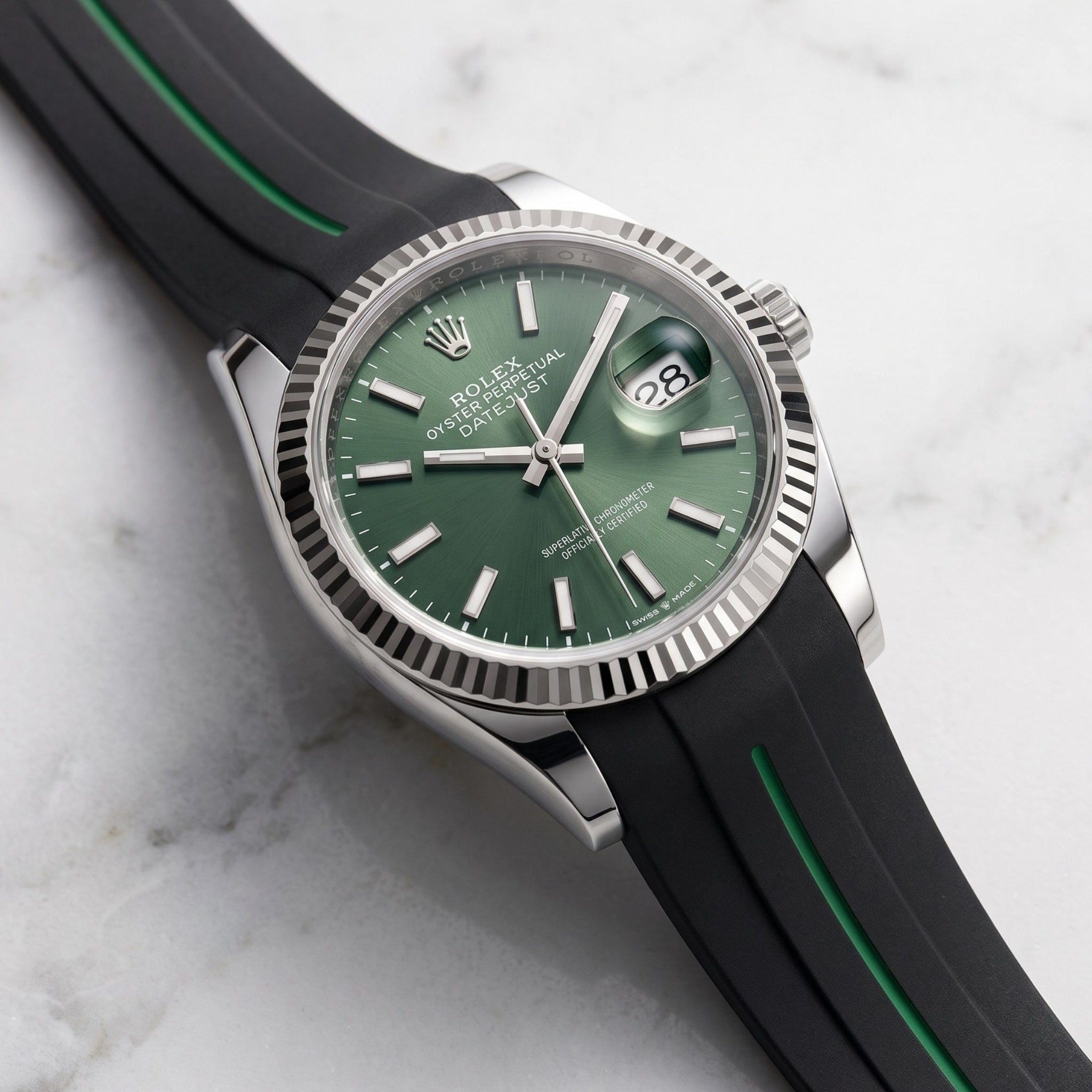 Kautschukarmband für Rolex Datejust 36 – LuxLine® - Schwarz/Grün - Helvetus