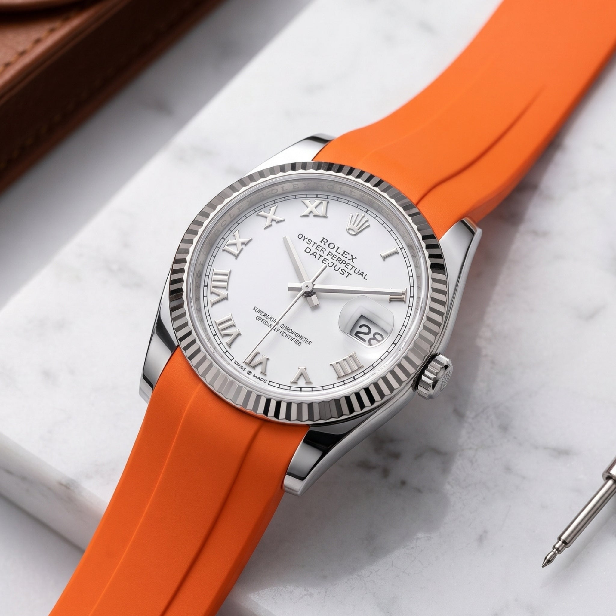 Kautschukarmband für Rolex Datejust 36 – Orange - Helvetus