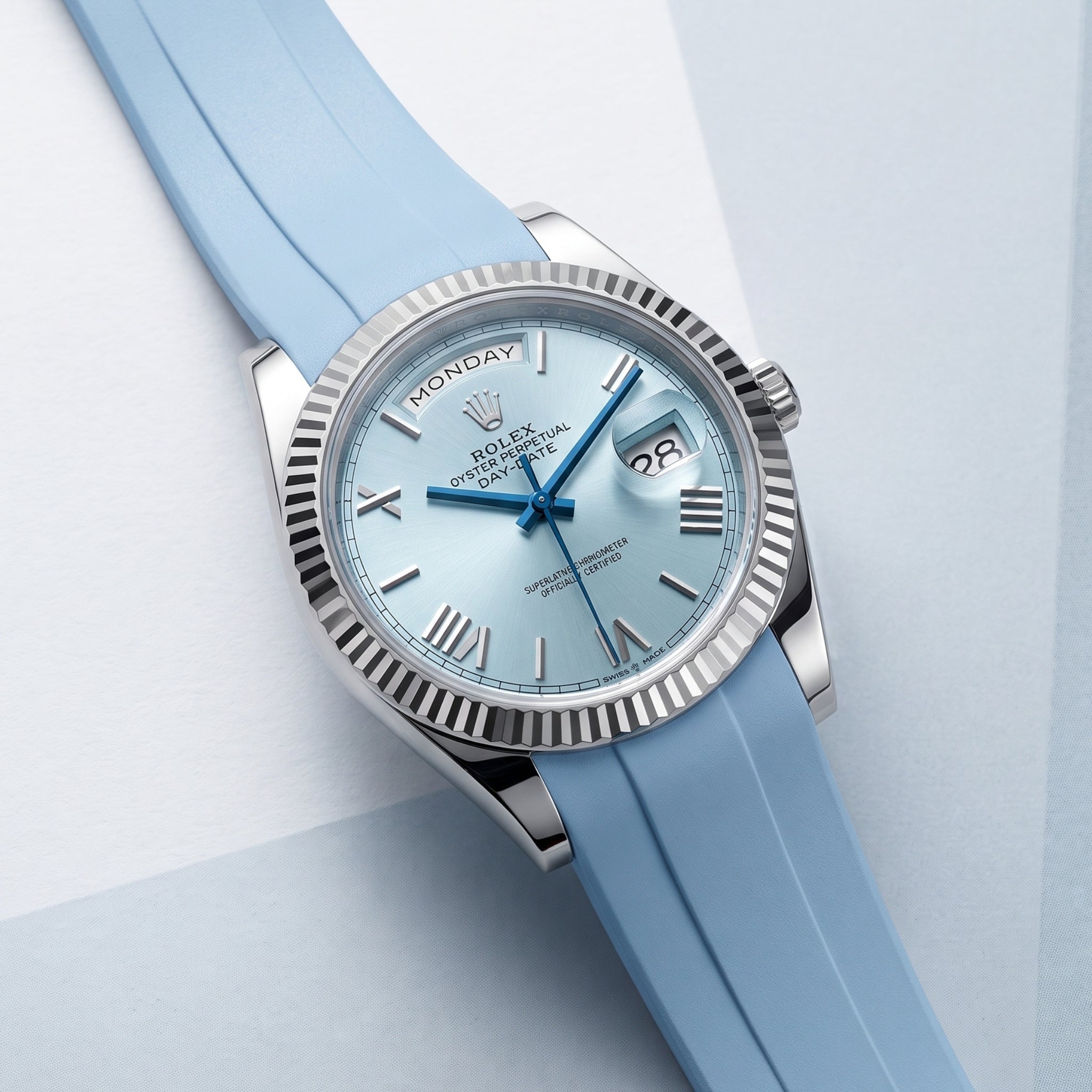Kautschukarmband für Rolex Day-Date 36mm – Baby Blau - Helvetus