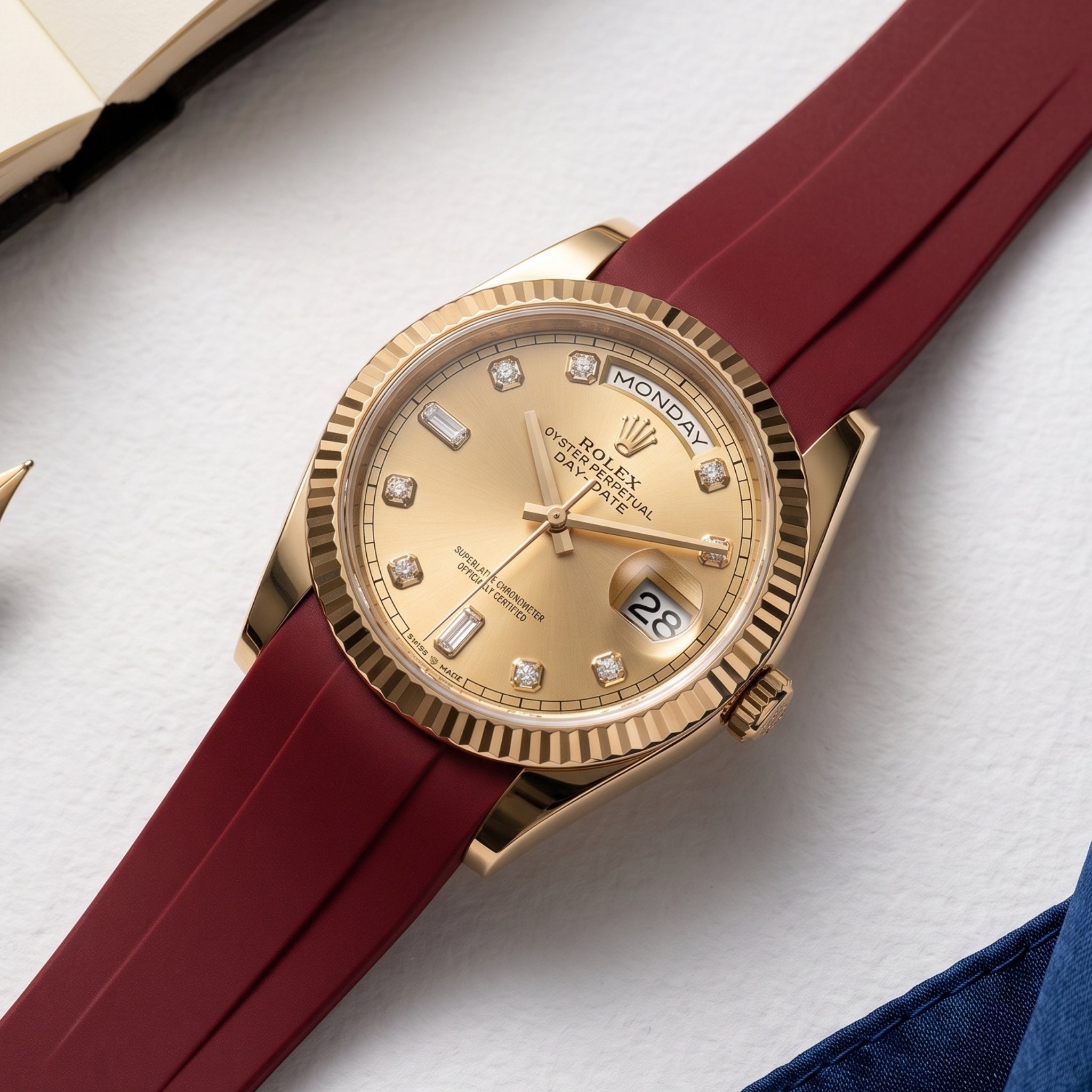 Kautschukarmband für Rolex Day-Date 36mm – Bordeaux - Helvetus