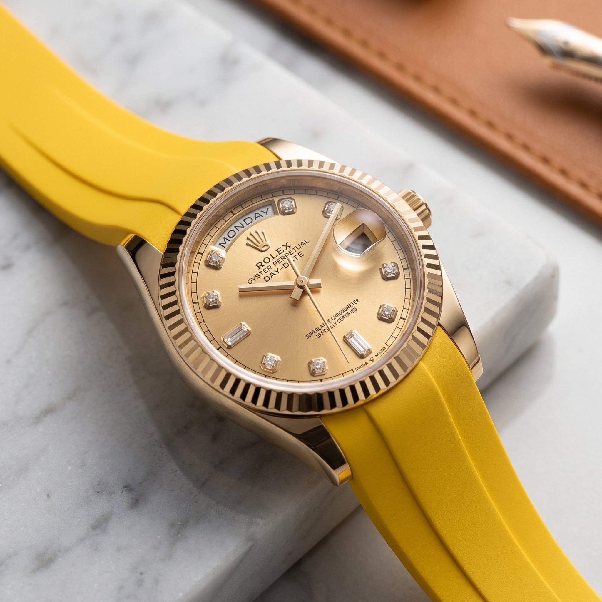 Kautschukarmband für Rolex Day-Date 36mm – Gelb - Helvetus