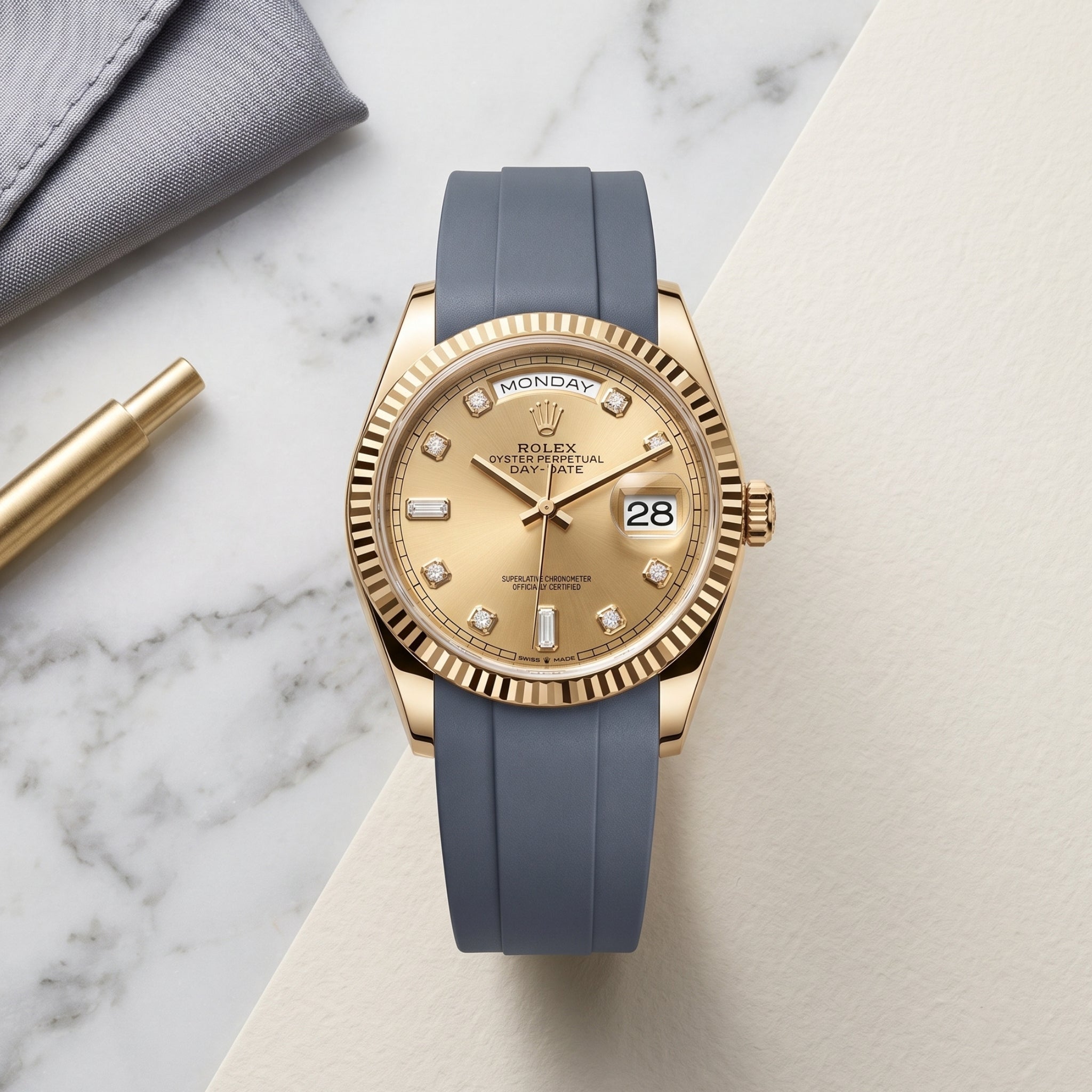 Kautschukarmband für Rolex Day-Date 36mm – Grau - Helvetus