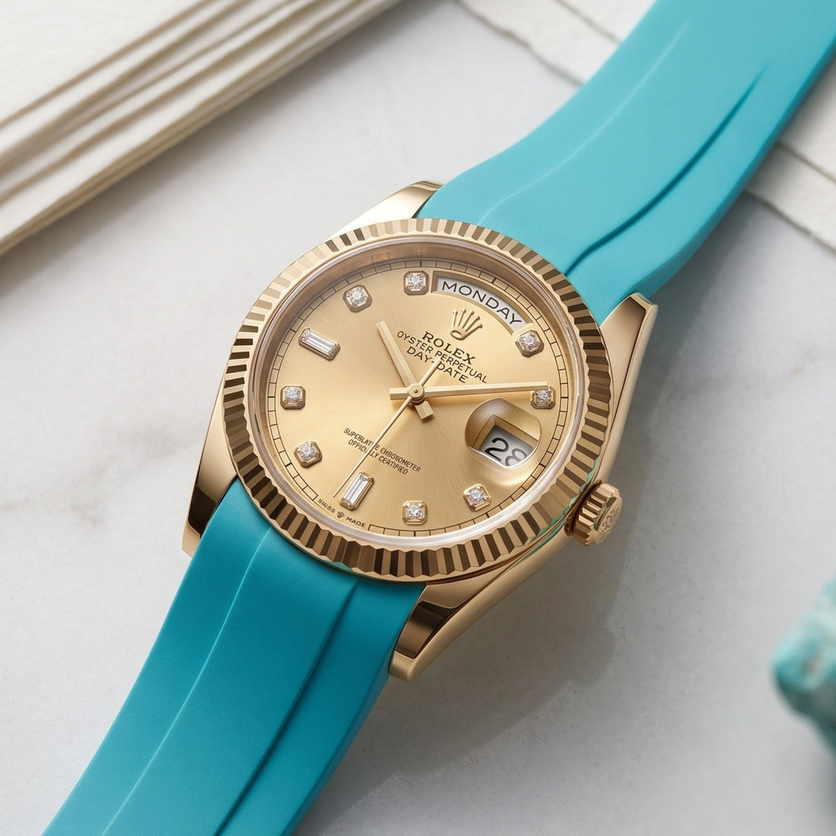 Kautschukarmband für Rolex Day-Date 36mm – Türkis - Helvetus