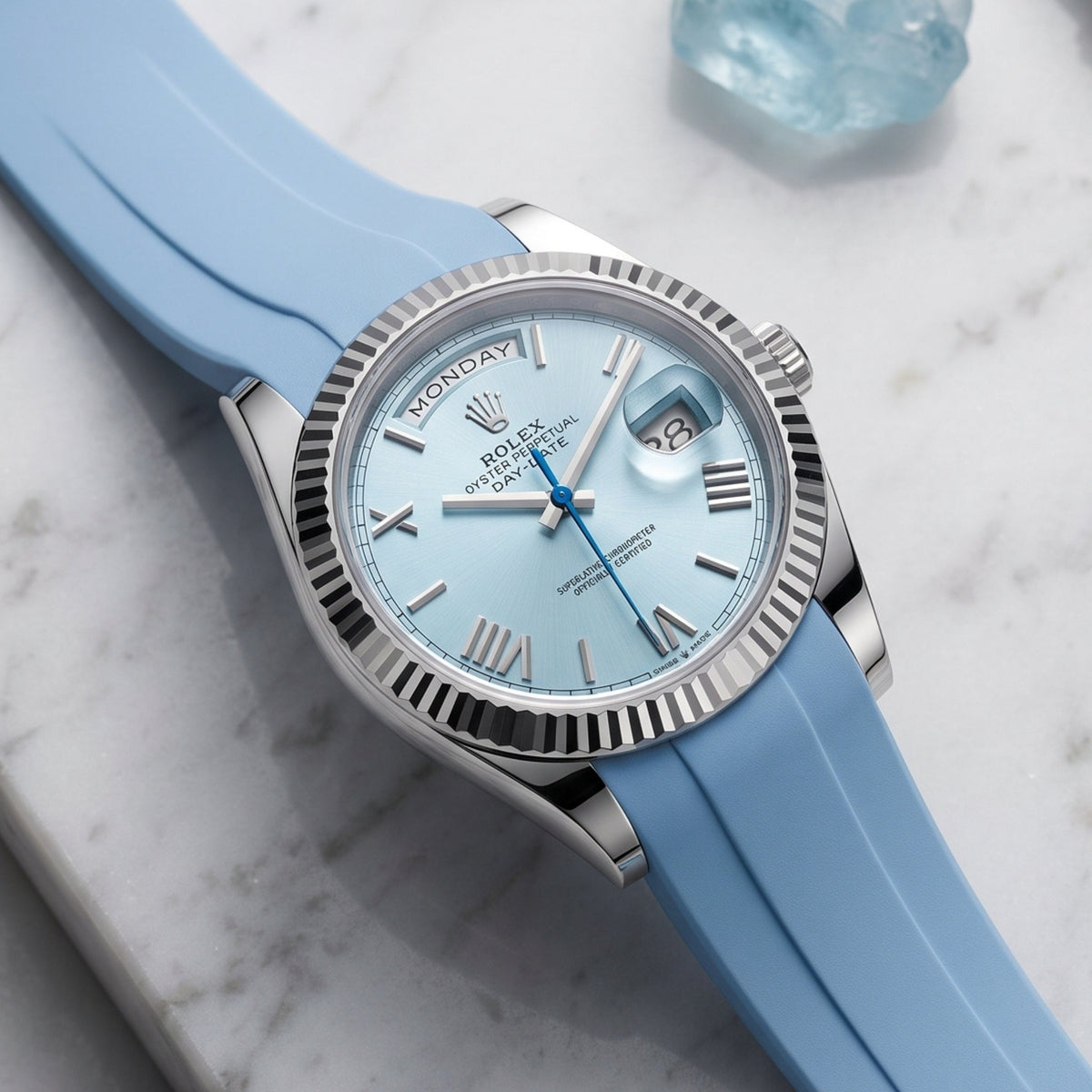 Kautschukarmband für Rolex Day-Date 40mm – Baby Blau - Helvetus