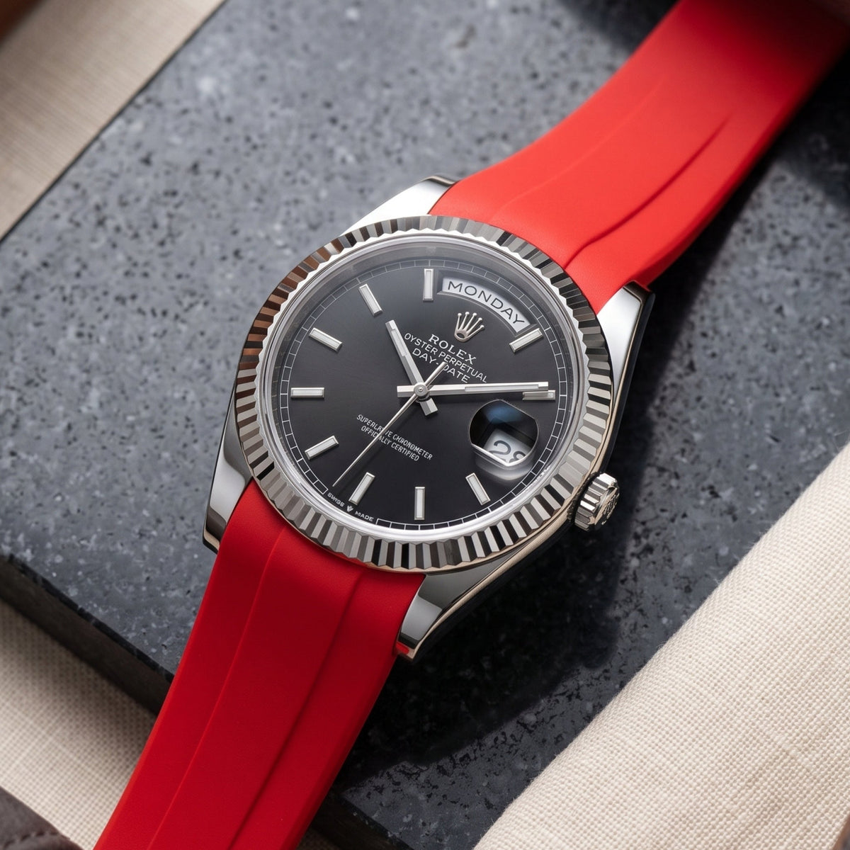 Kautschukarmband für Rolex Day-Date 40mm – Rot - Helvetus