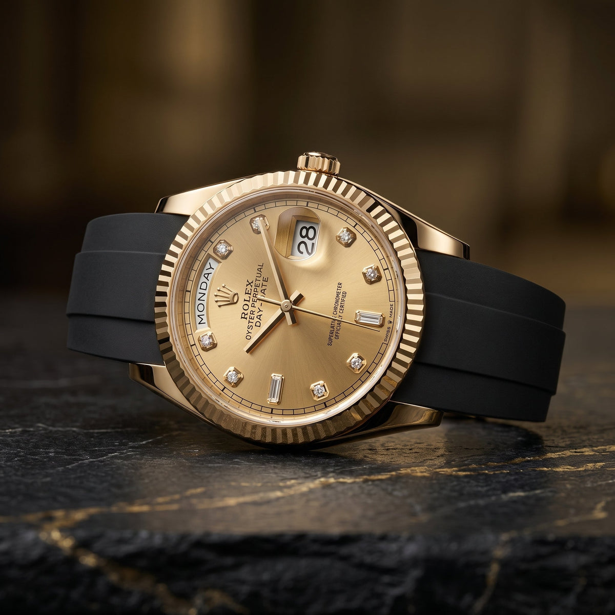 Kautschukarmband für Rolex Day-Date 40mm – Schwarz - Helvetus