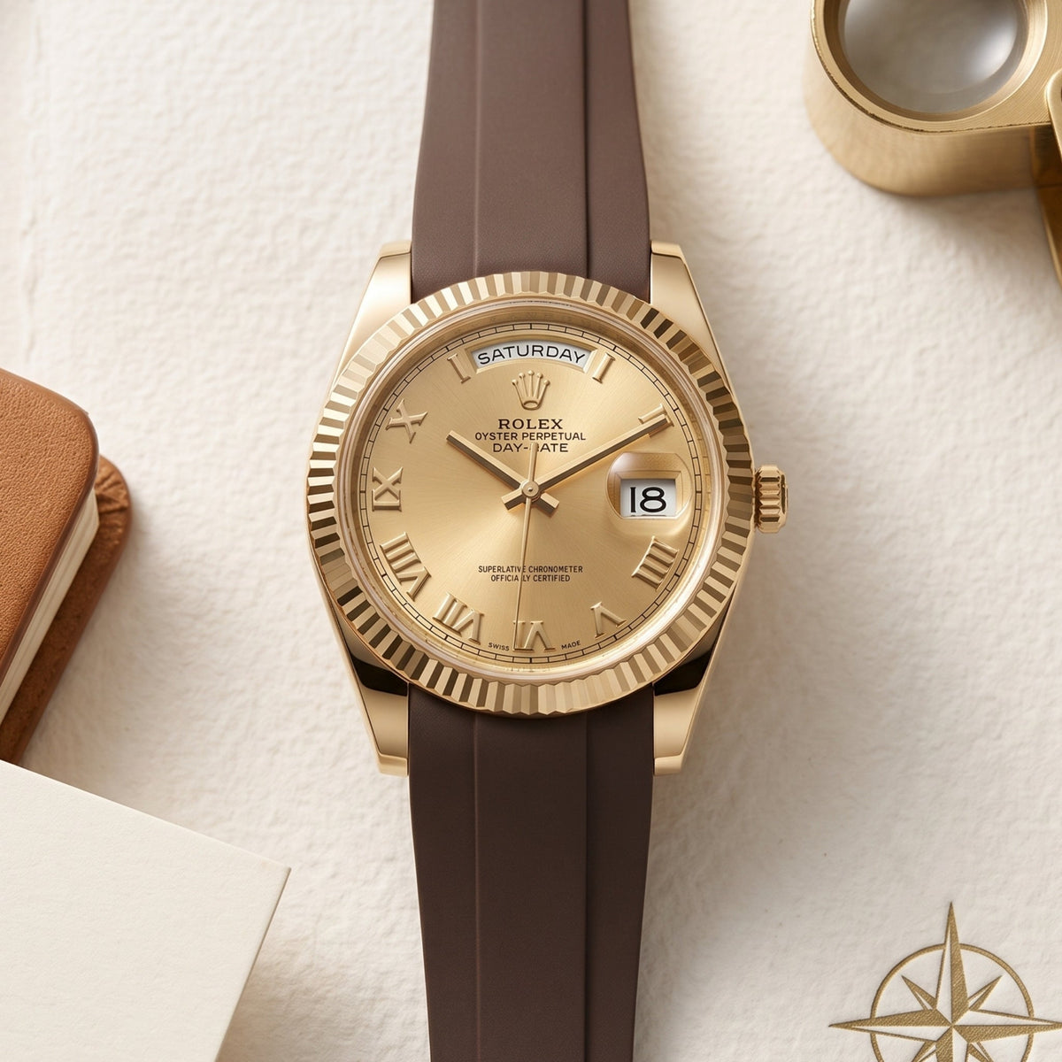 Kautschukarmband für Rolex Day-Date II 41mm – Braun - Helvetus