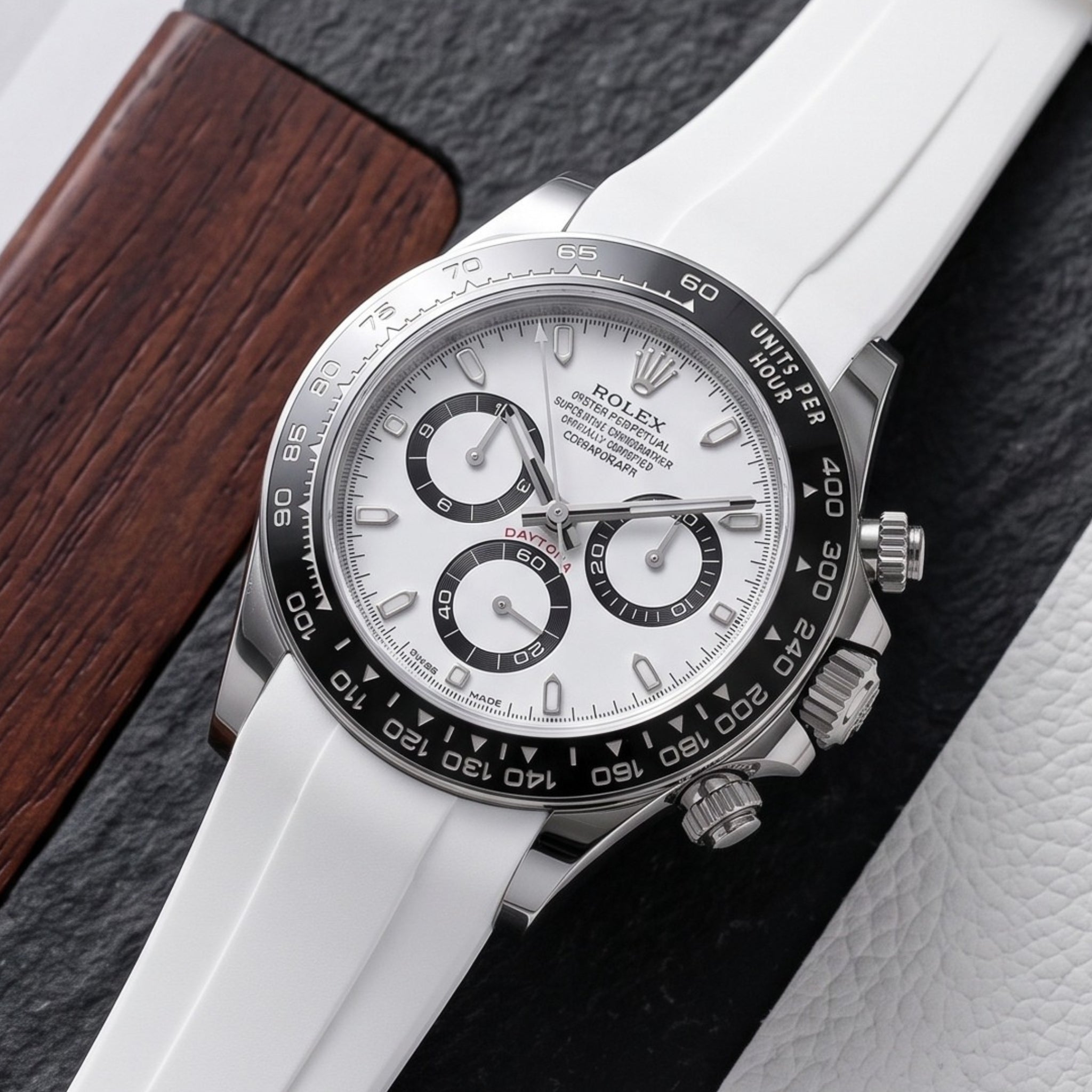 Kautschukarmband – für Rolex Daytona – Weiss - Helvetus