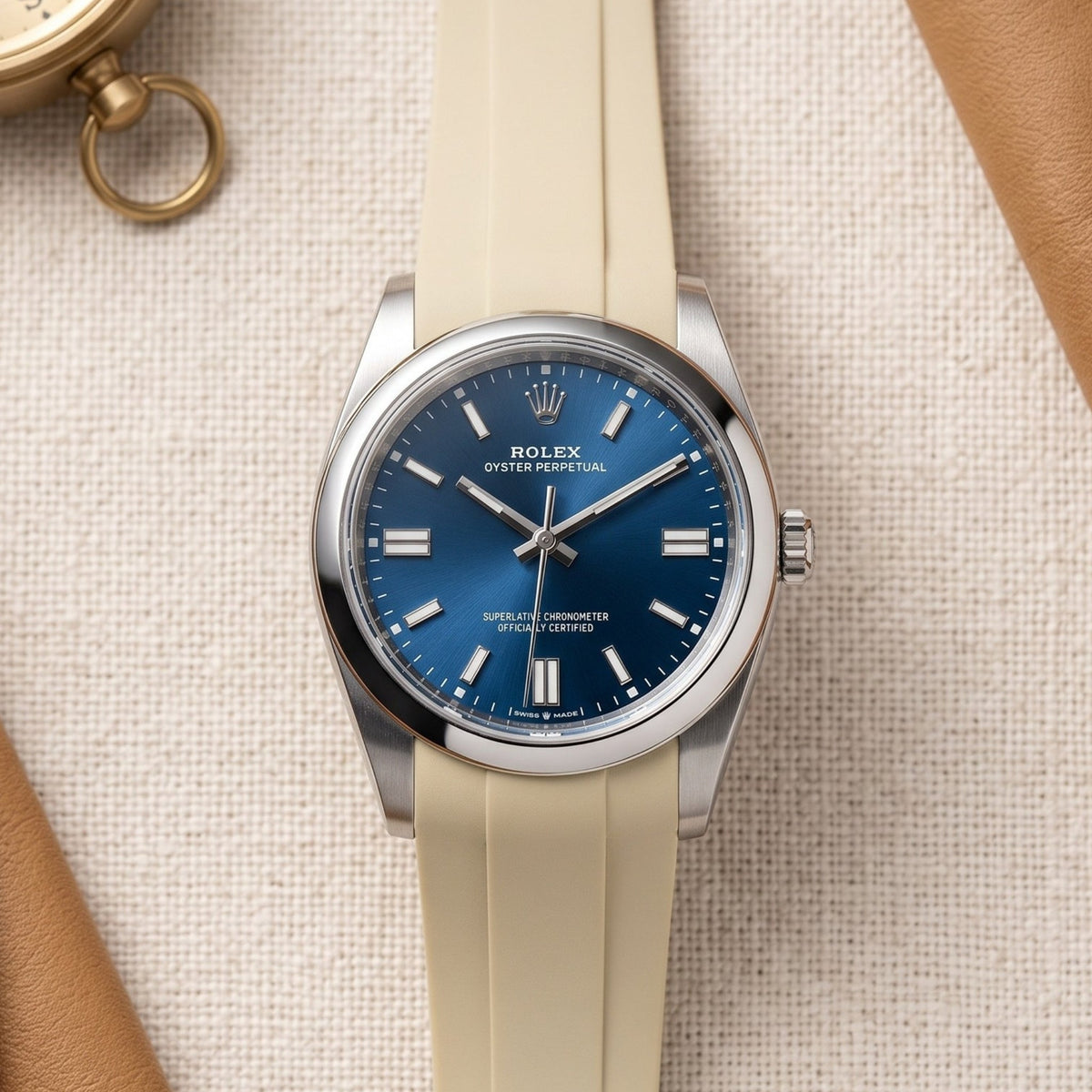 Kautschukarmband für Rolex Oyster Perpetual 36mm – Beige - Helvetus