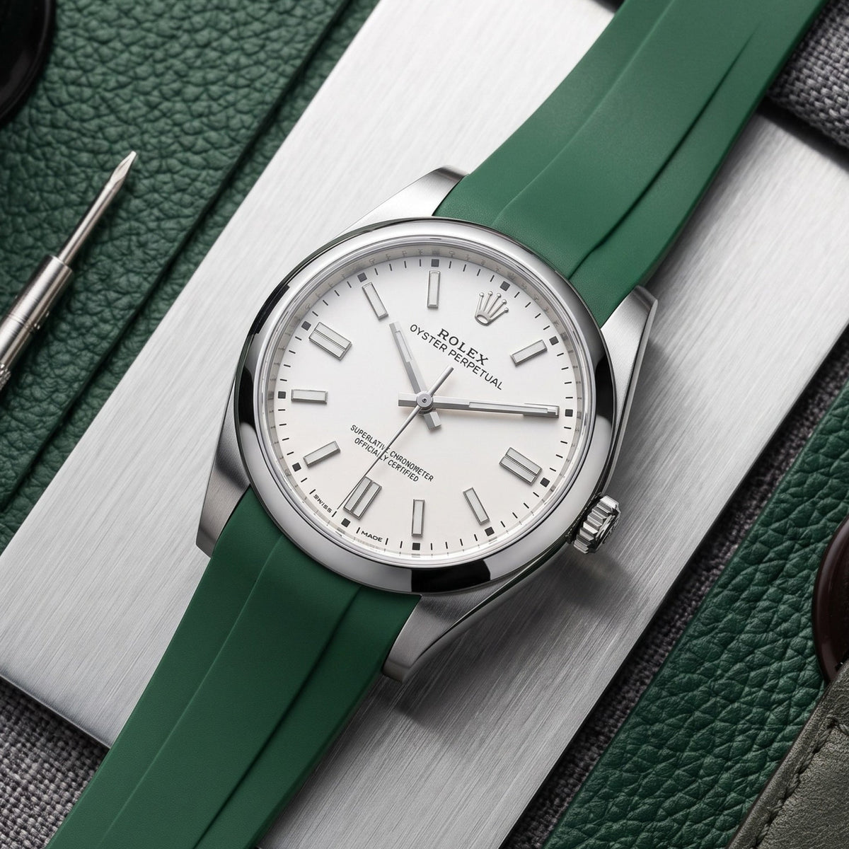 Kautschukarmband für Rolex Oyster Perpetual 39mm – Grün - Helvetus