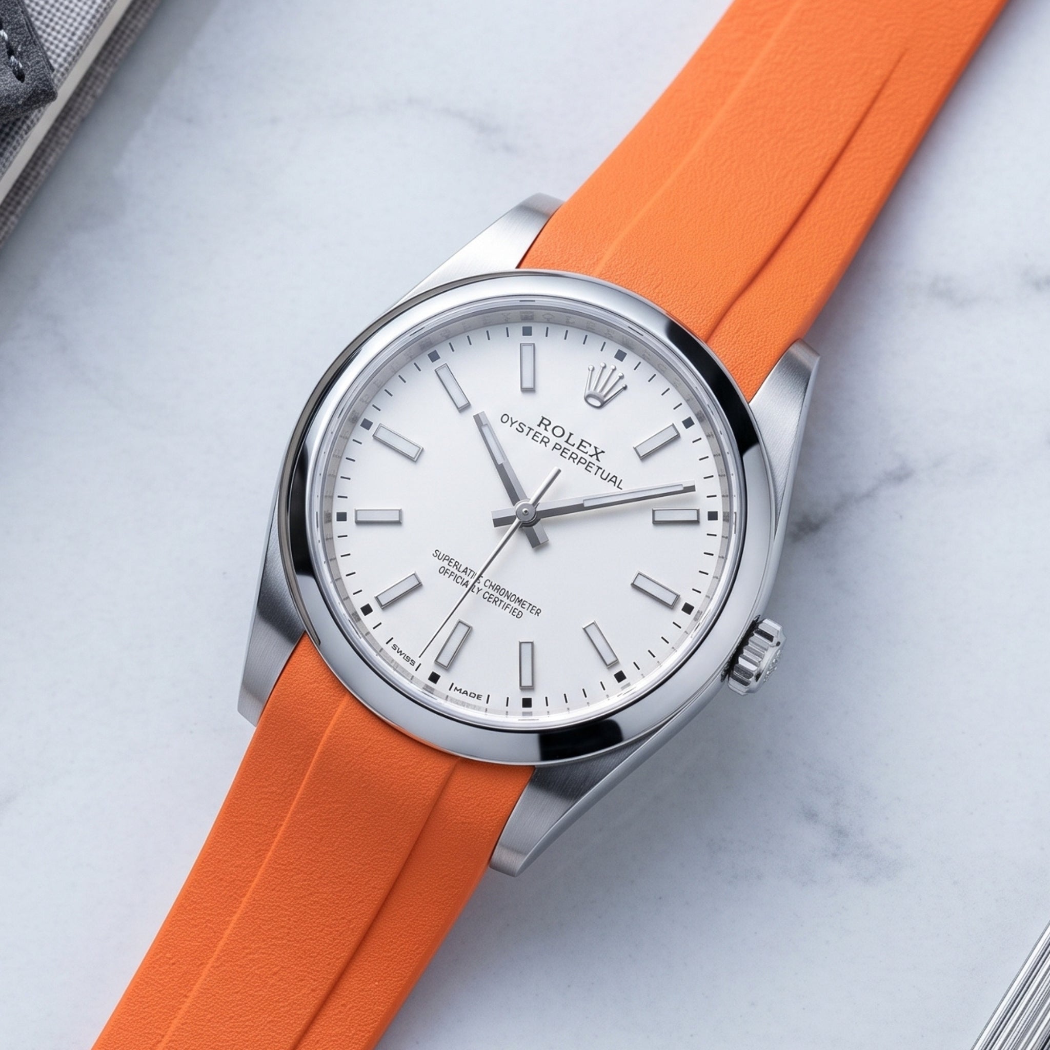 Kautschukarmband für Rolex Oyster Perpetual 39mm – Orange - Helvetus