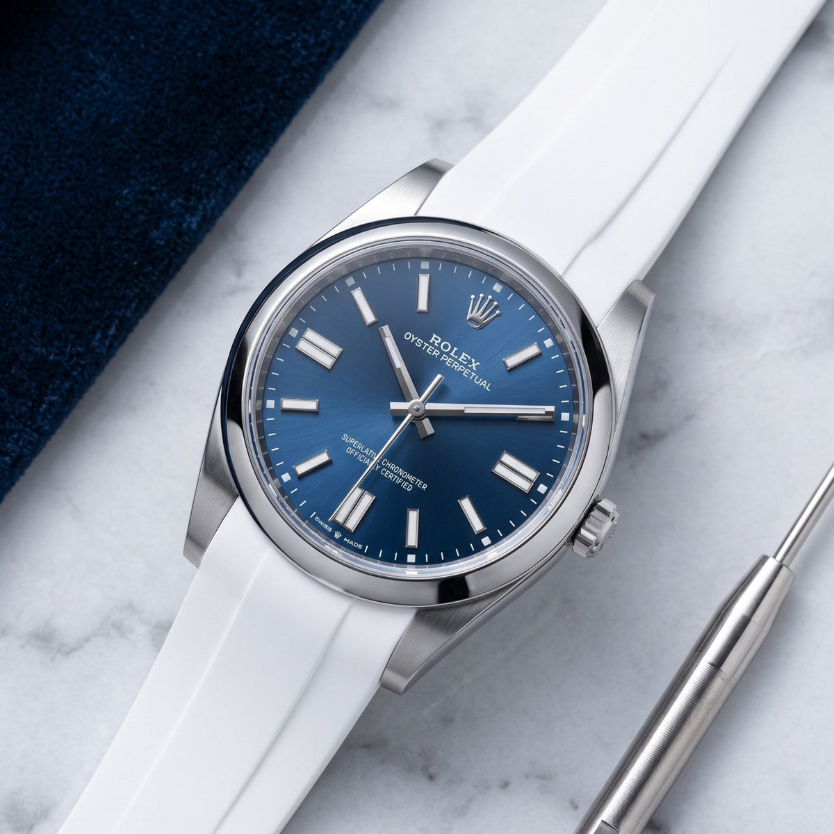 Kautschukarmband für Rolex Oyster Perpetual 41mm – Weiss - Helvetus