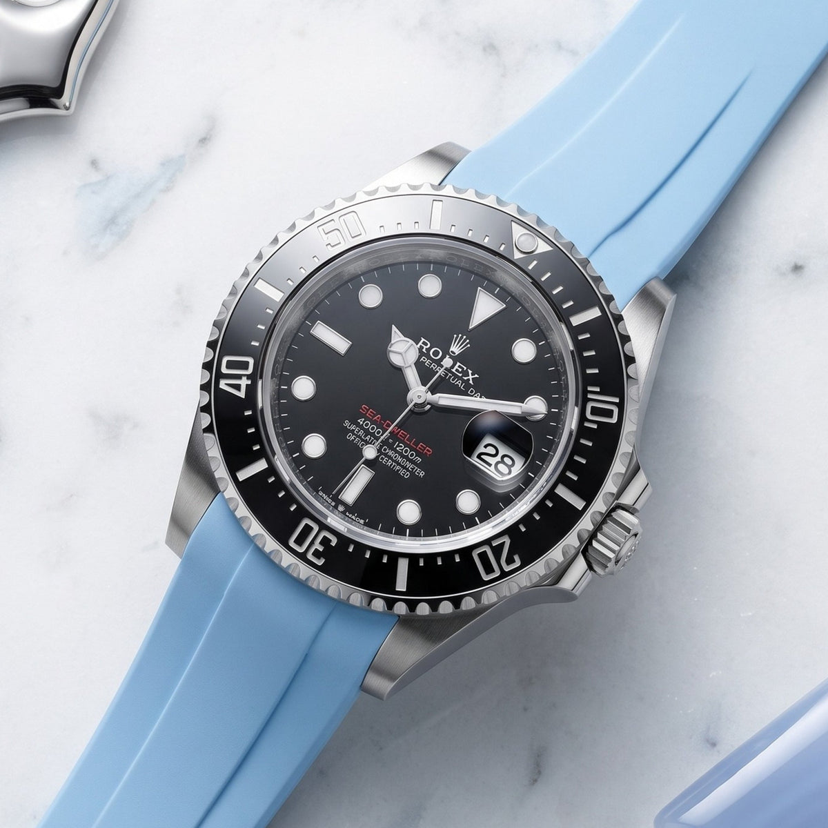 Kautschukarmband für Rolex Sea-Dweller – Baby Blau - Helvetus