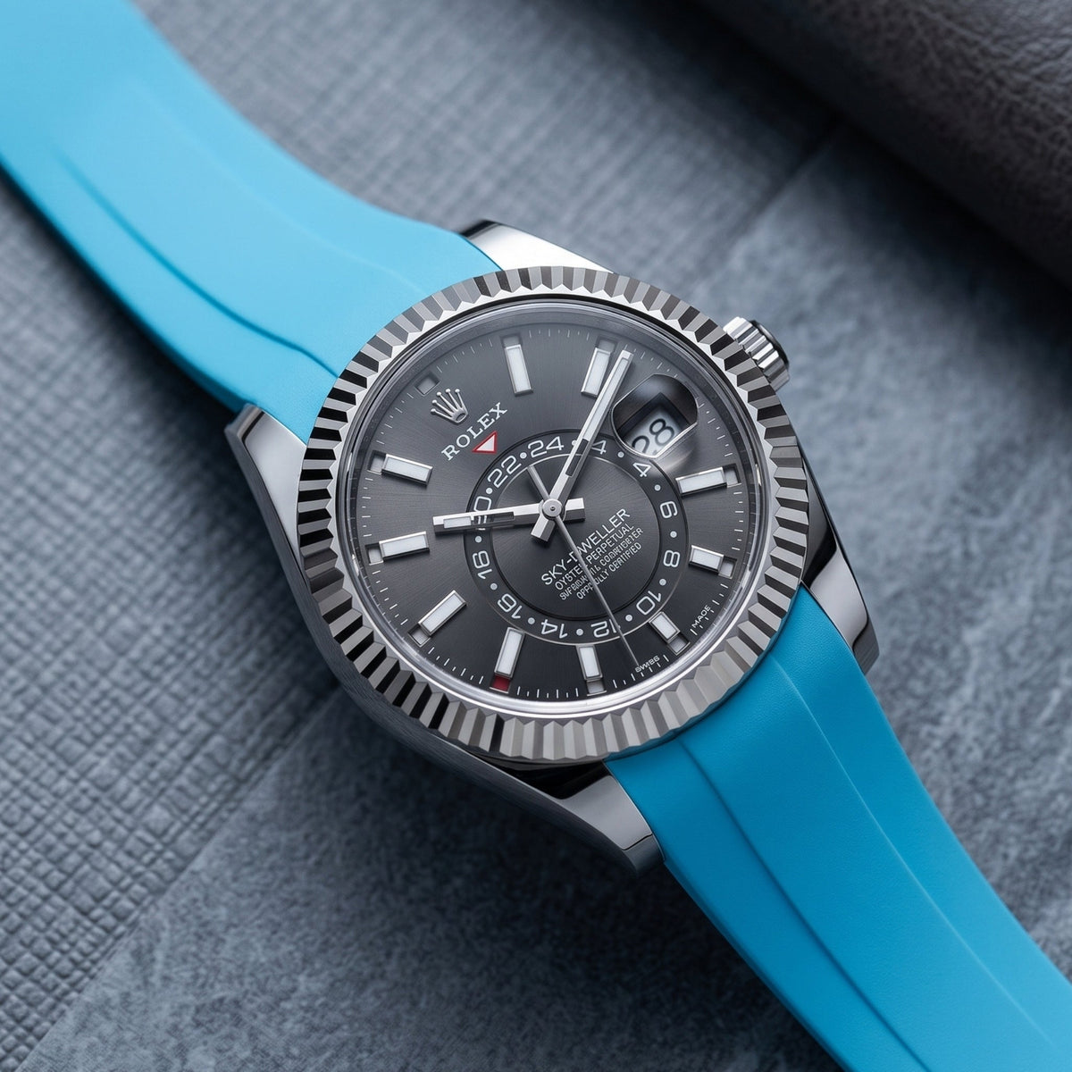Kautschukarmband für Rolex Sky-Dweller – Hell Blau - Helvetus