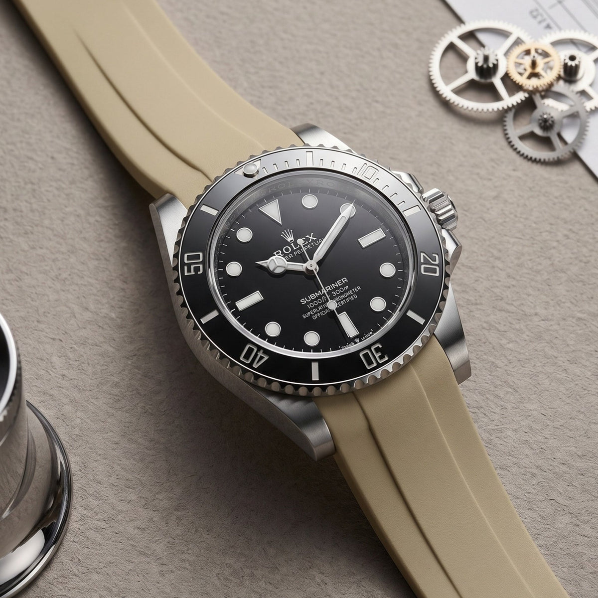 Kautschukarmband – für Rolex Submariner – Beige - Helvetus