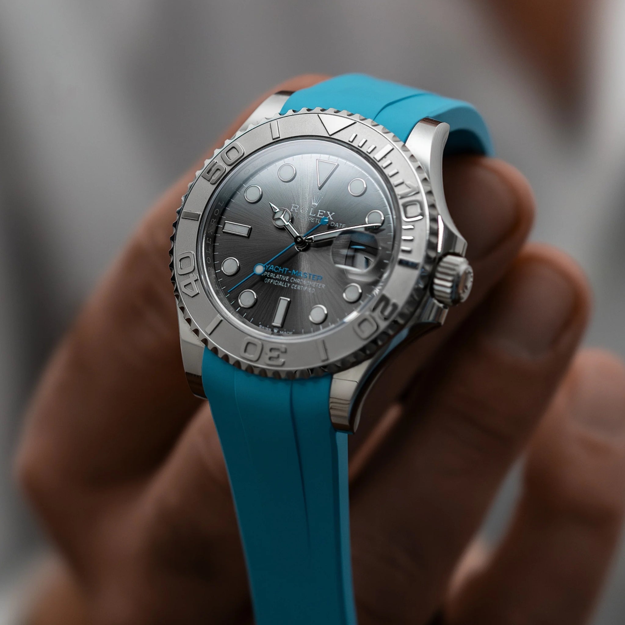 Kautschukarmband für Rolex Yacht-Master 40mm/42mm/37mm – Hell Blau - Helvetus