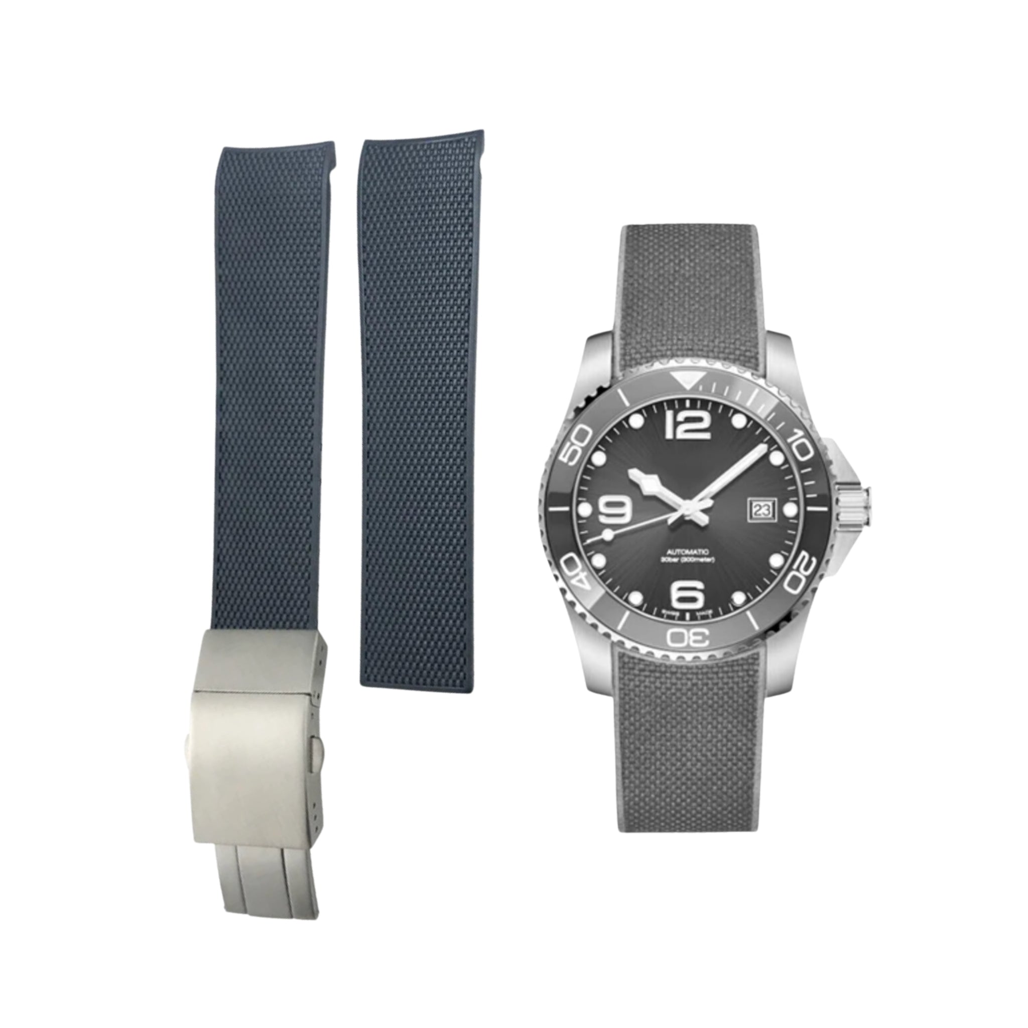Kautschukarmband – Für Longines HydroConquest – Grau - Helvetus DE