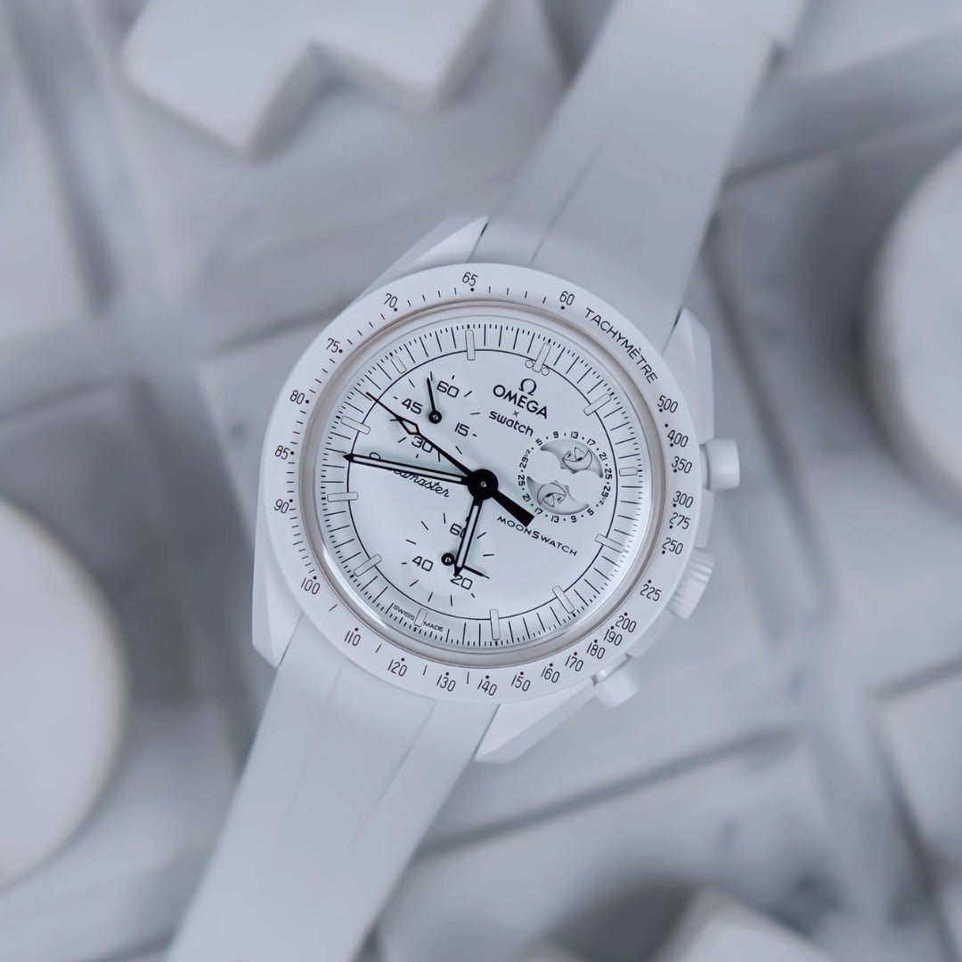 Kautschukarmband – Für Mission to the Moonphase – Snoopy | Omega X Swatch | MoonSwatch – Weiß - Helvetus DE