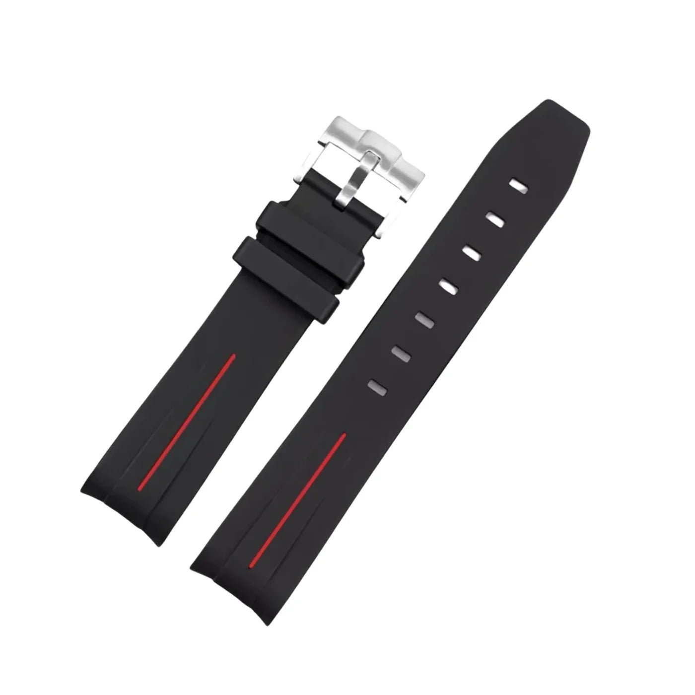 Kautschukarmband – Für Omega Seamaster 300 – LuxLine® - Schwarz/Rot - Helvetus DE