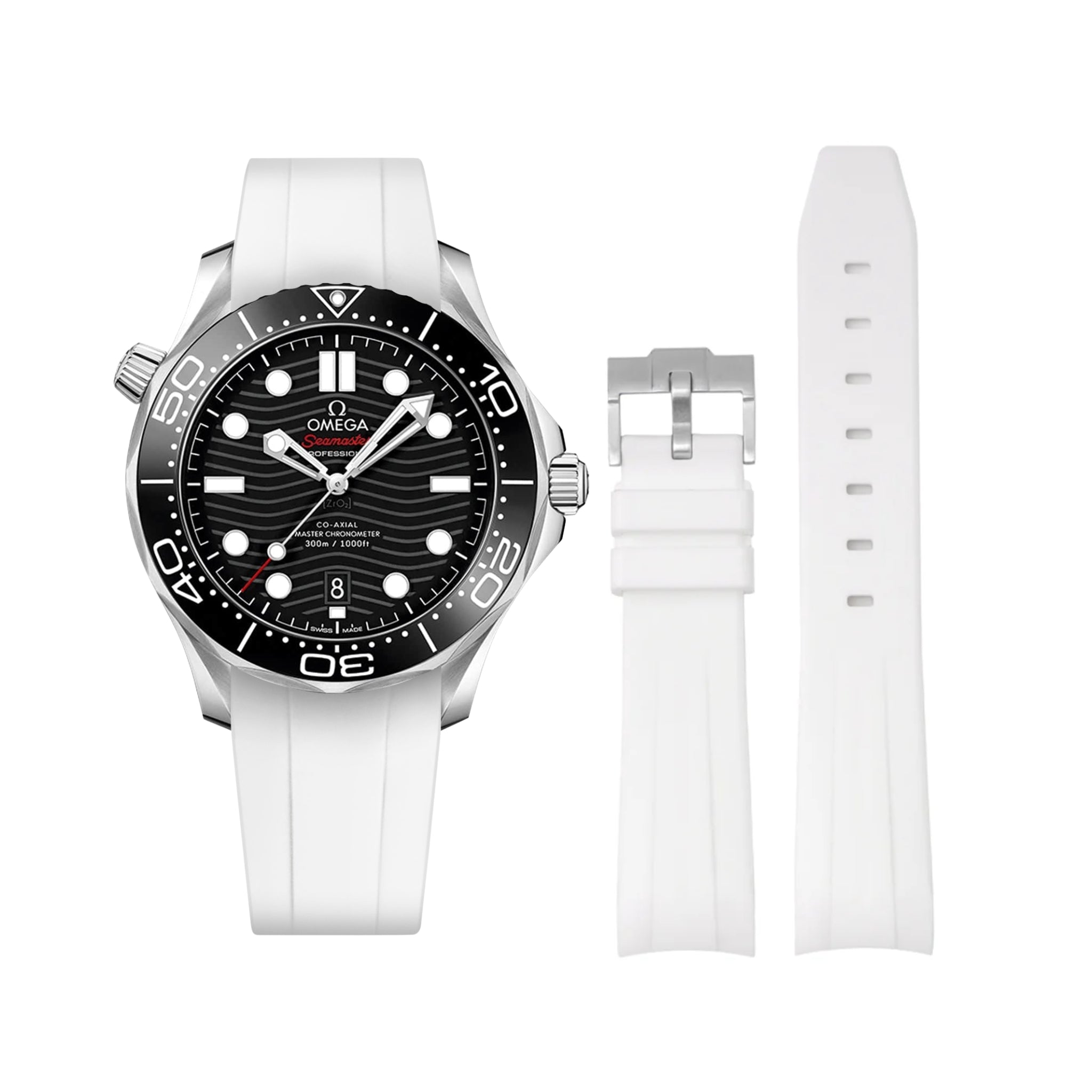 Kautschukarmband – Für Omega Seamaster 300 – Weiss - Helvetus DE