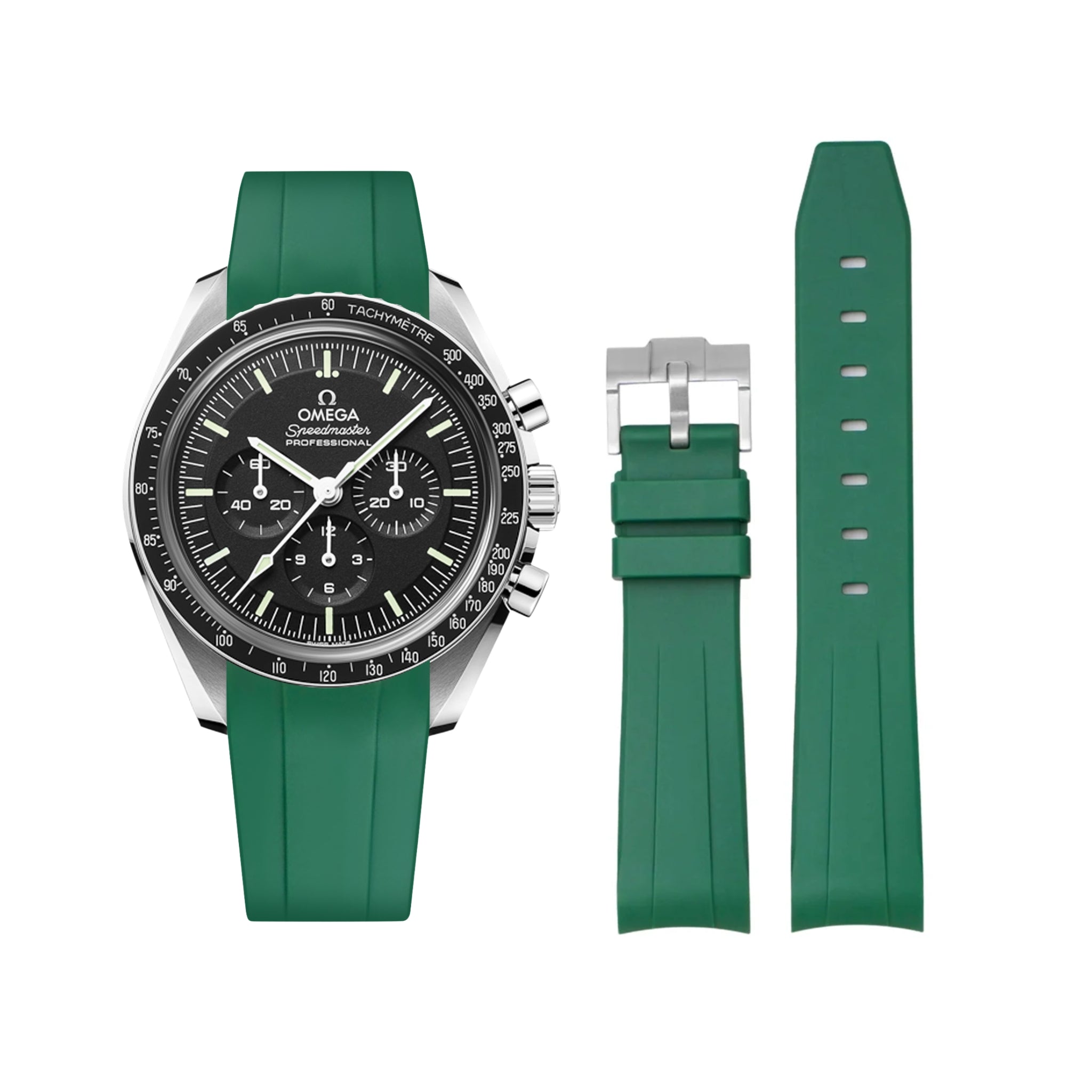 Kautschukarmband – Für Omega Speedmaster – Grün - Helvetus DE