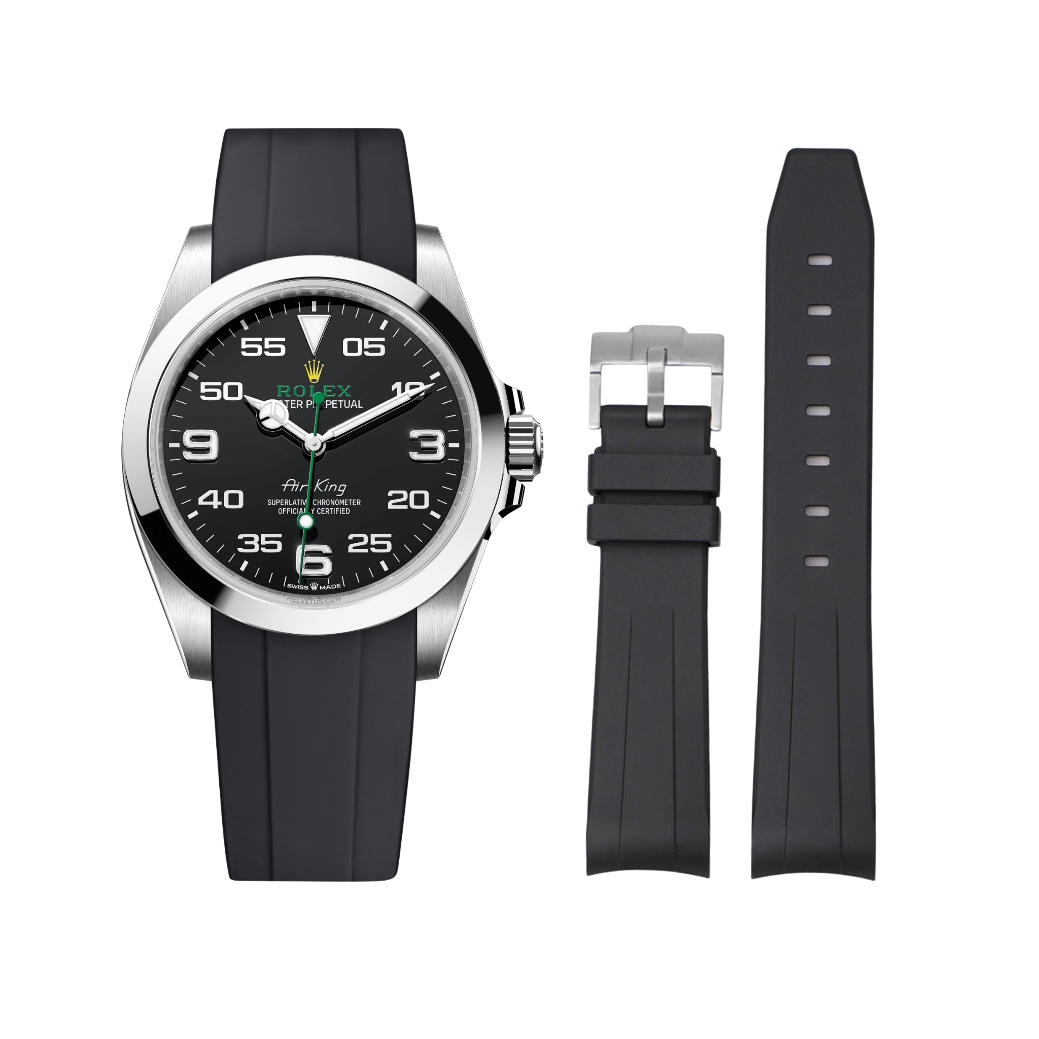 Kautschukarmband für Rolex Air - King 126900/116900 – Schwarz - Helvetus DE