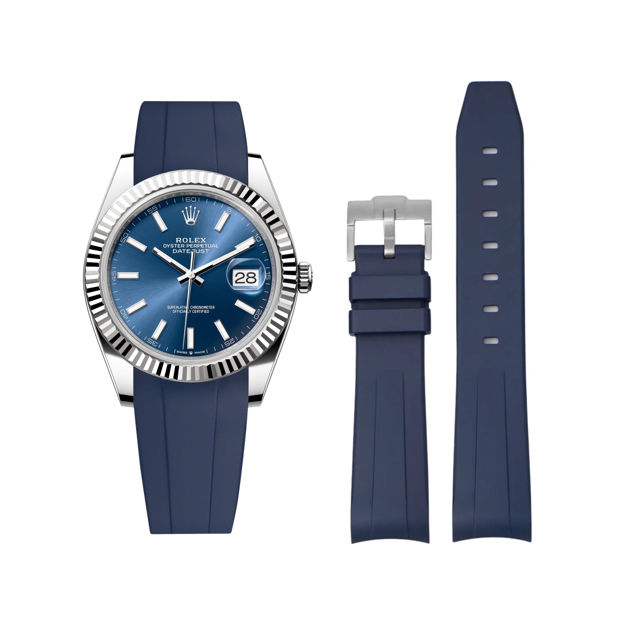 Kautschukarmband für Rolex Datejust 41mm – Dunkel Blau - Helvetus DE